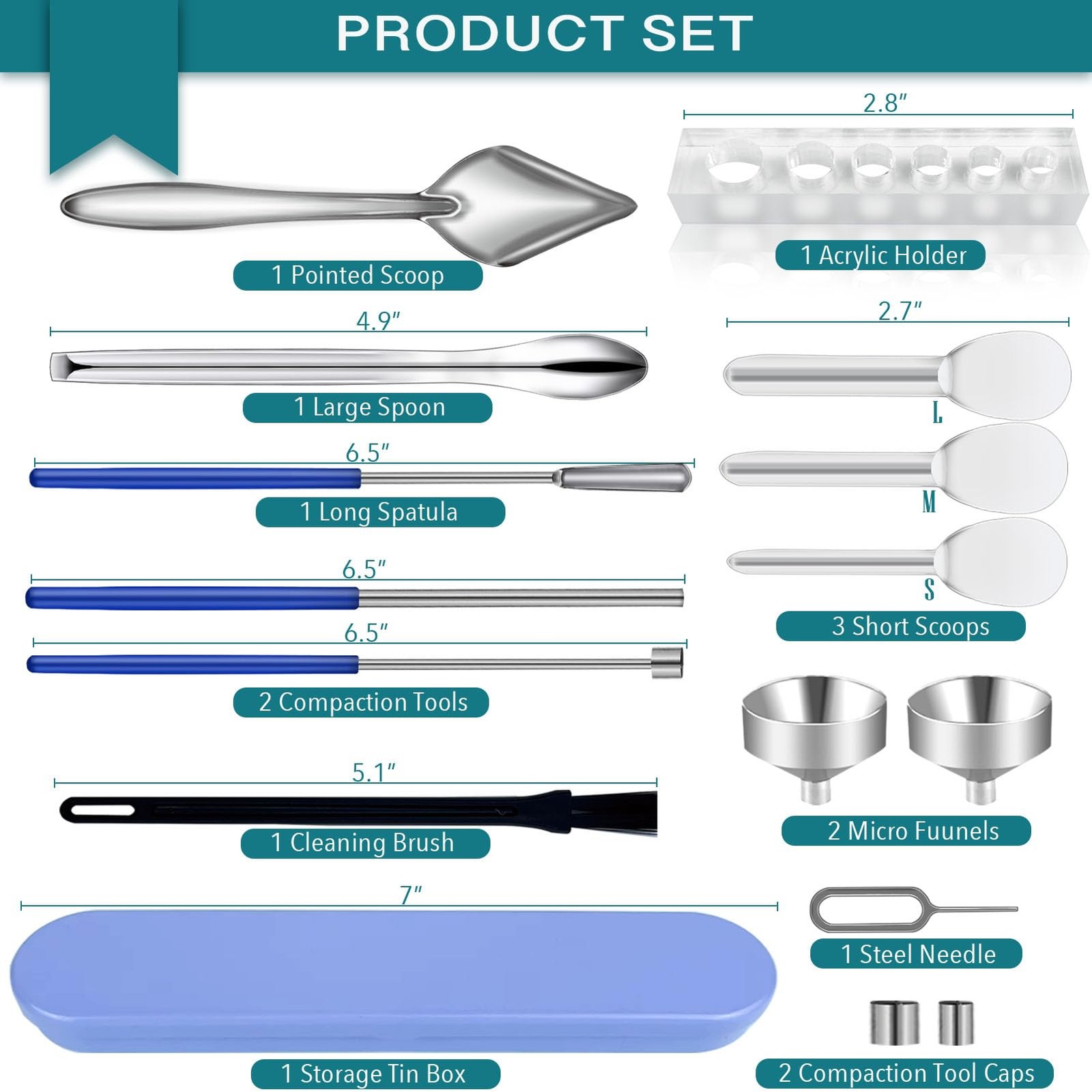 LELELUK 16Piece Filling Tool Kit with Lab Scoops, Lab Spoon & Micro Funnels …