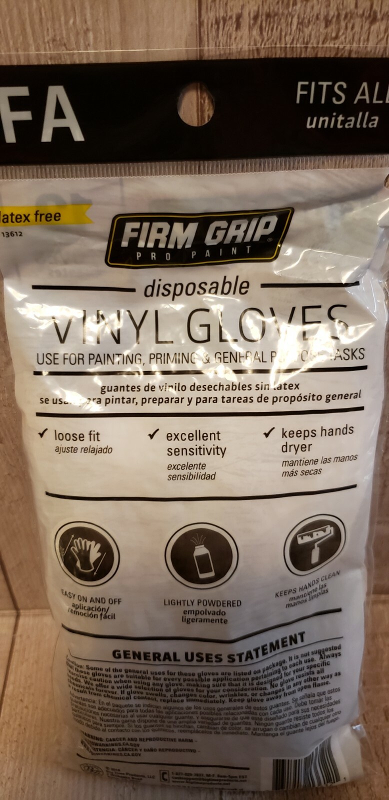 Lot 6(72)* FIRM GRIP Pro Paint Disposable Vinyl Gloves*Laxtex Free*Free Shipping