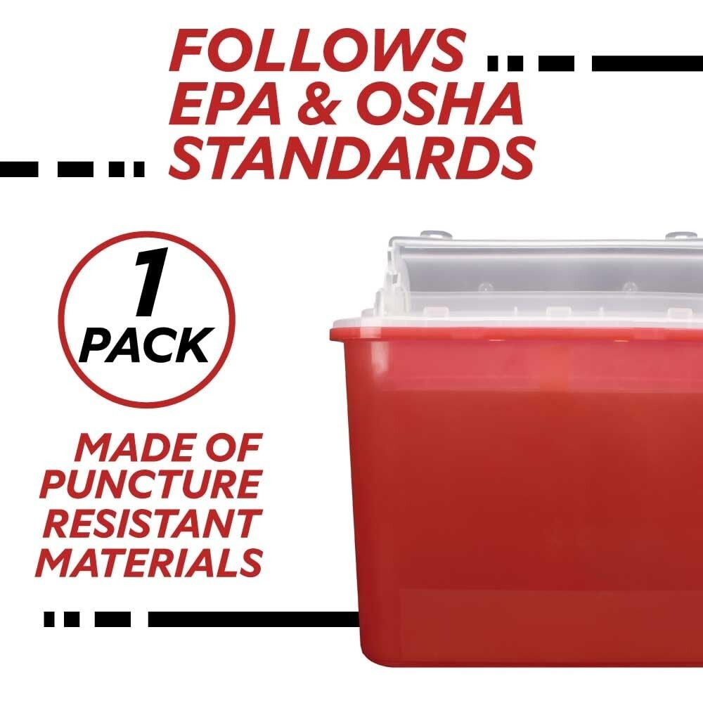 Heavy Duty Sharps Container for Home Use & Professional, 5.4 Quart (1-Pack)