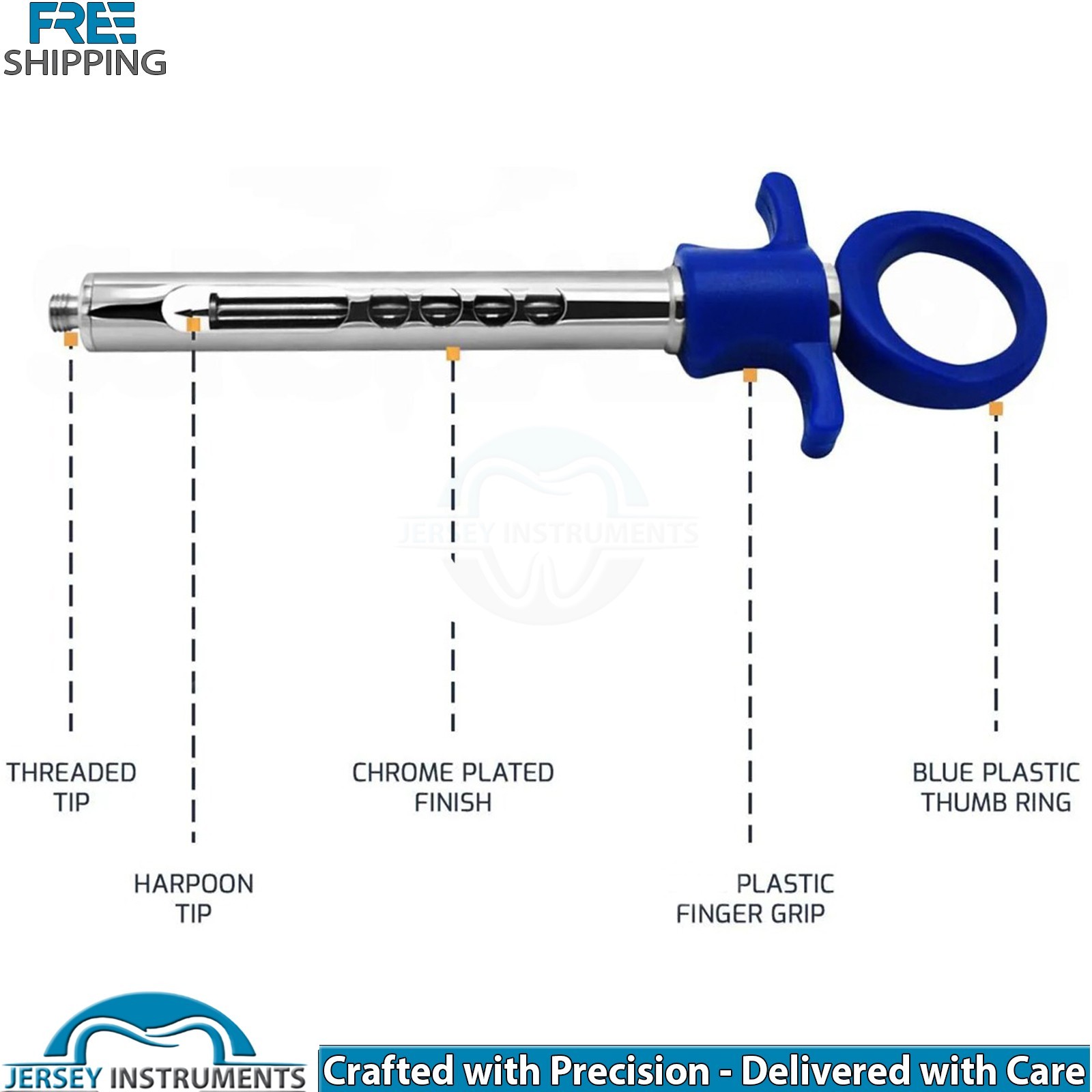 Dental Anesthesia Cartridge Syringe Blue 2.2ml Injection Dentist Surgical Tool