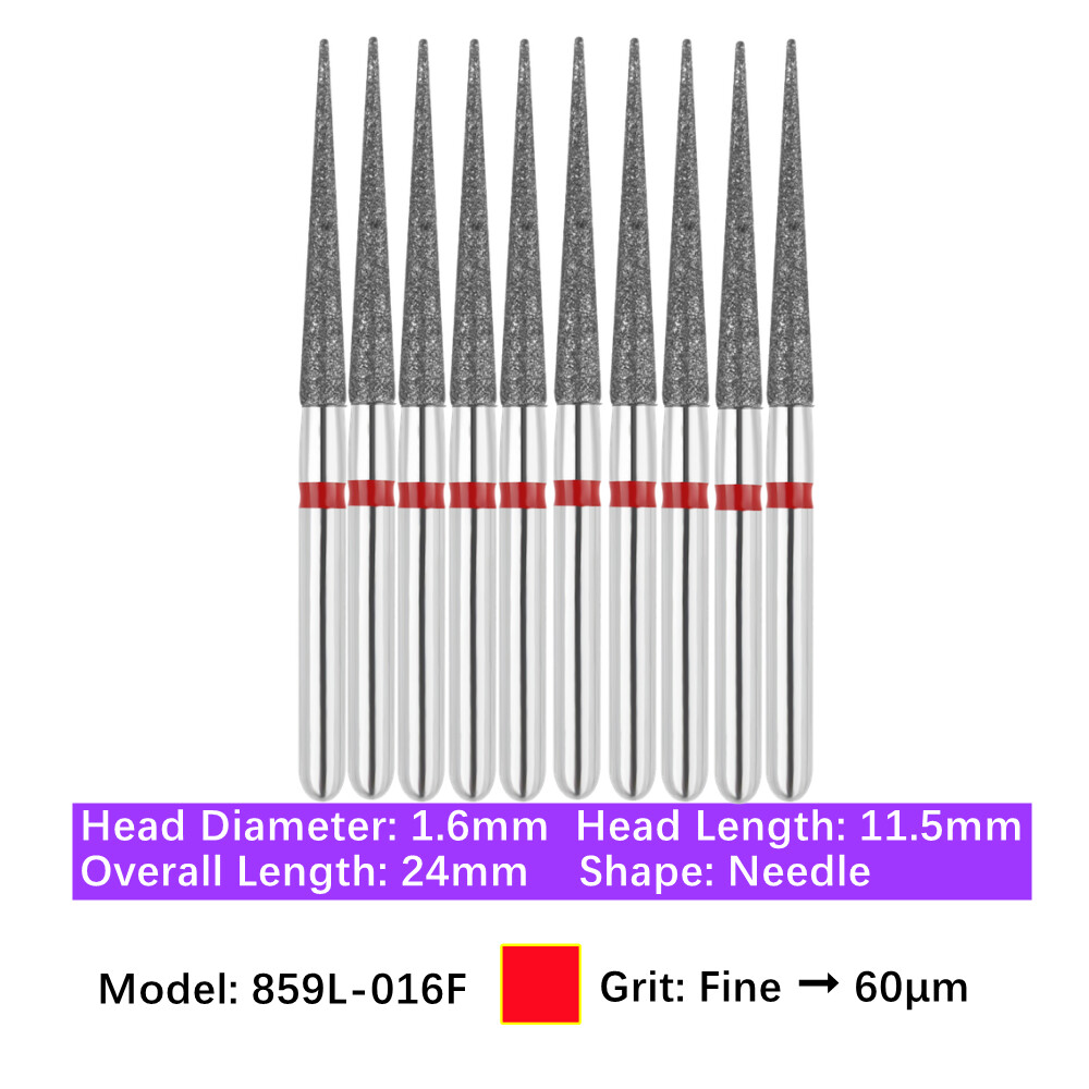 10pc Vakker Friction Grip Diamond Burs Needle Burs for High Speed Handpiece