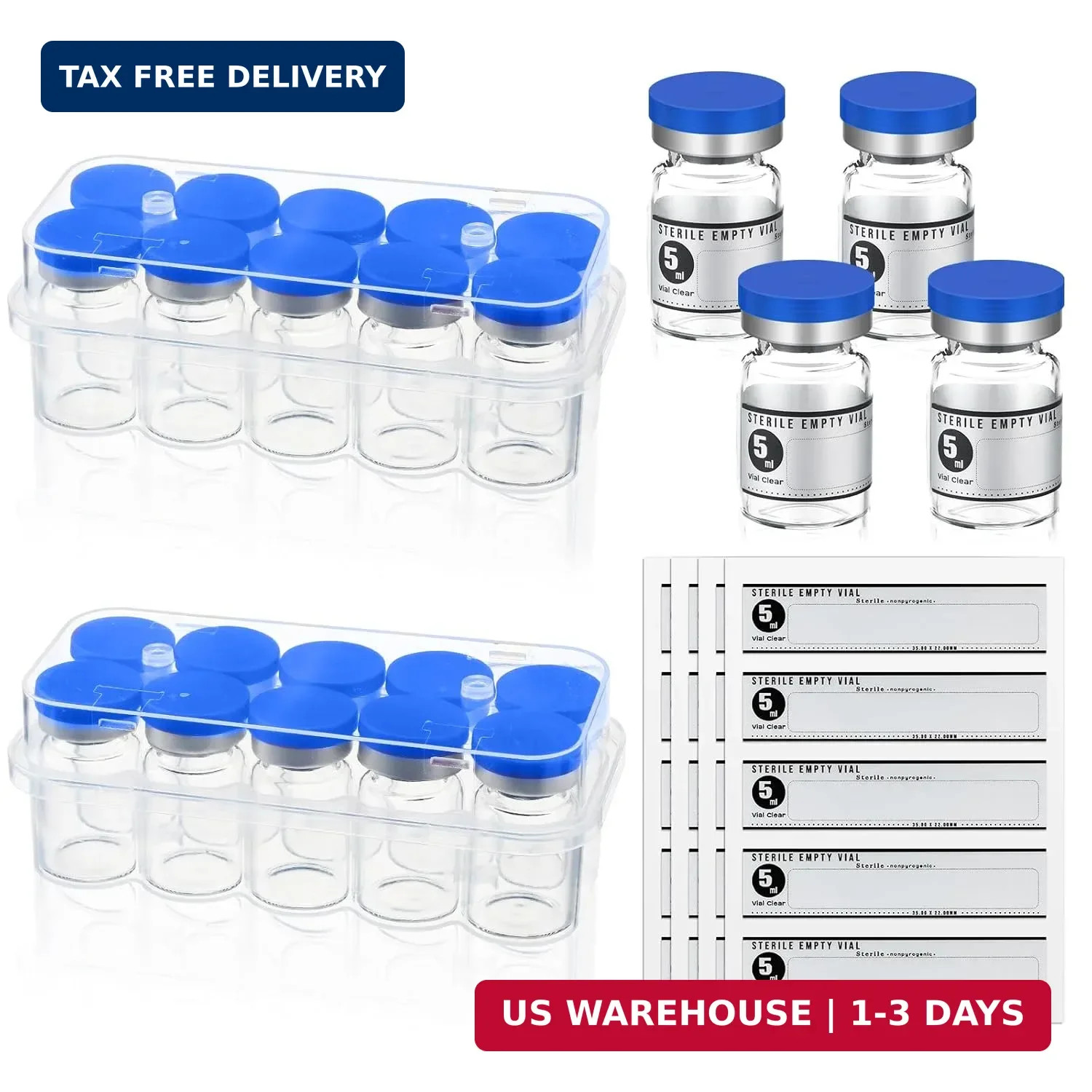 Threlaco 20 Pcs 5ml Sealed Sterile Empty Vials with Self Healing Injection Port