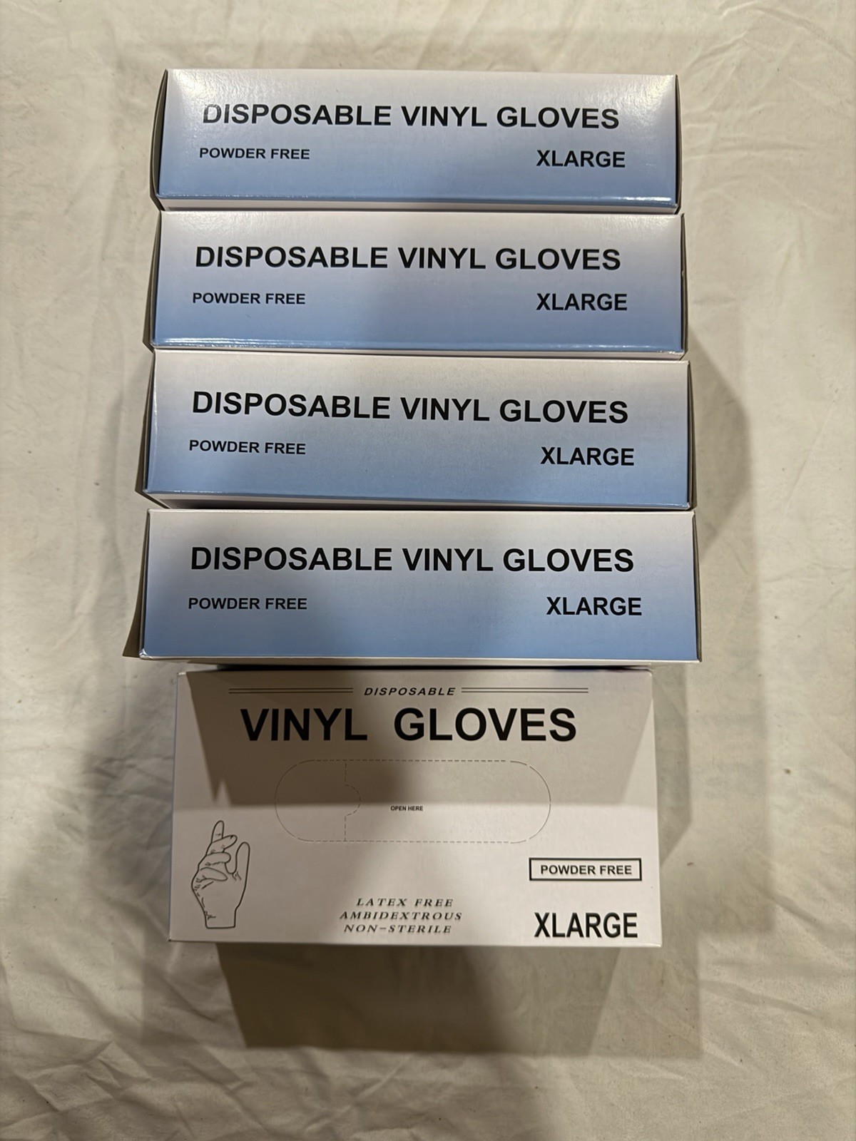 500 X-Large Disposable Vinyl Gloves. Latex Free. None Sterile