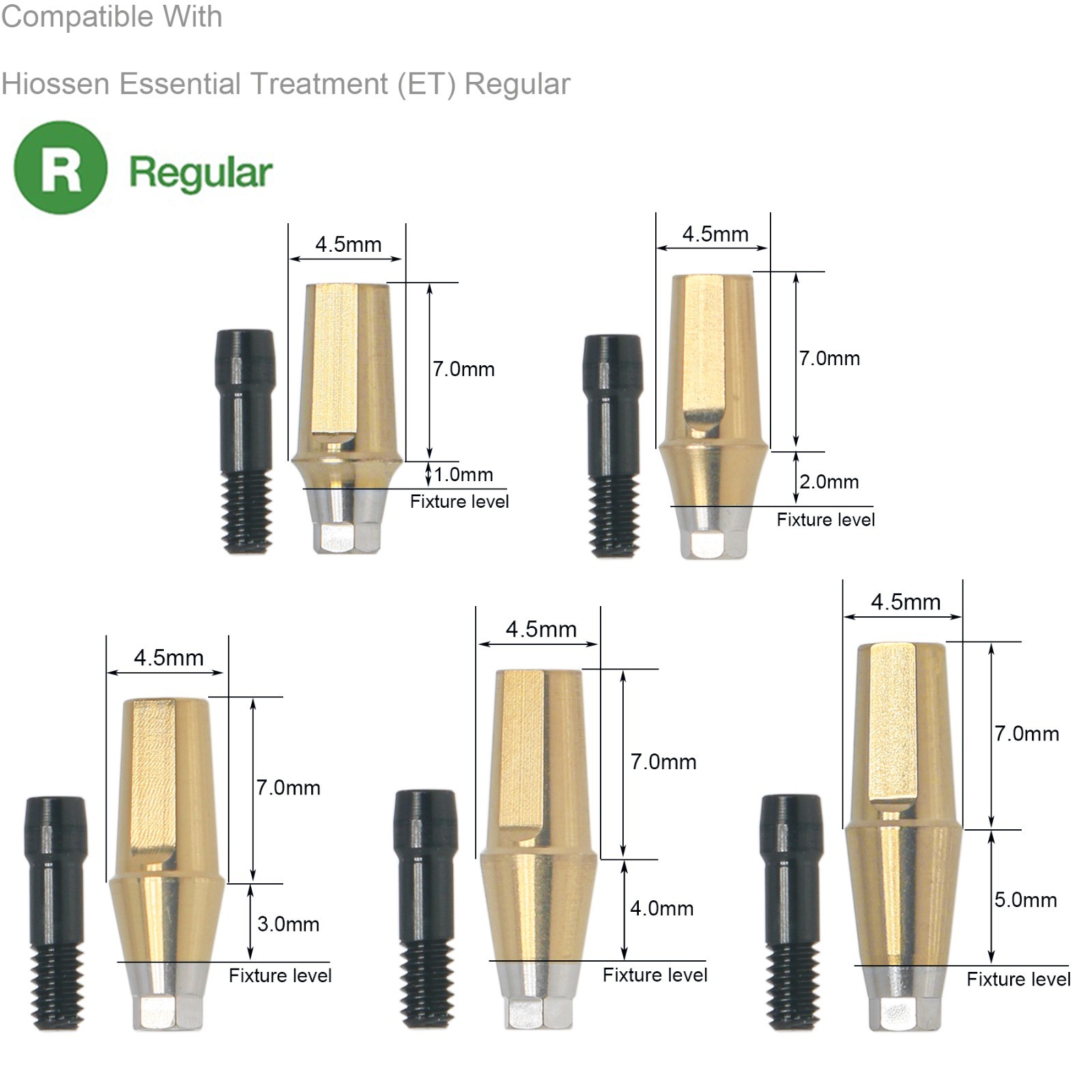 Dental Hex Straight Abutment with Screw Mini Regular Fit for Osstem Hiossen TS