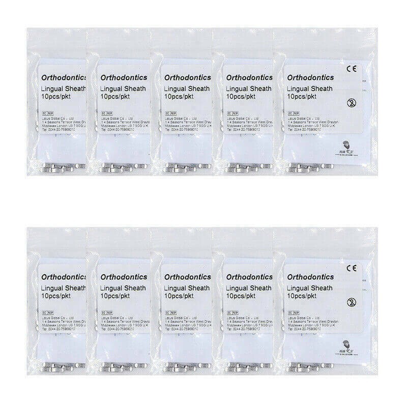 10Kits Dental 10Pc/kit Orthodontic Stainless Steel Lingual Sheath Without Hook