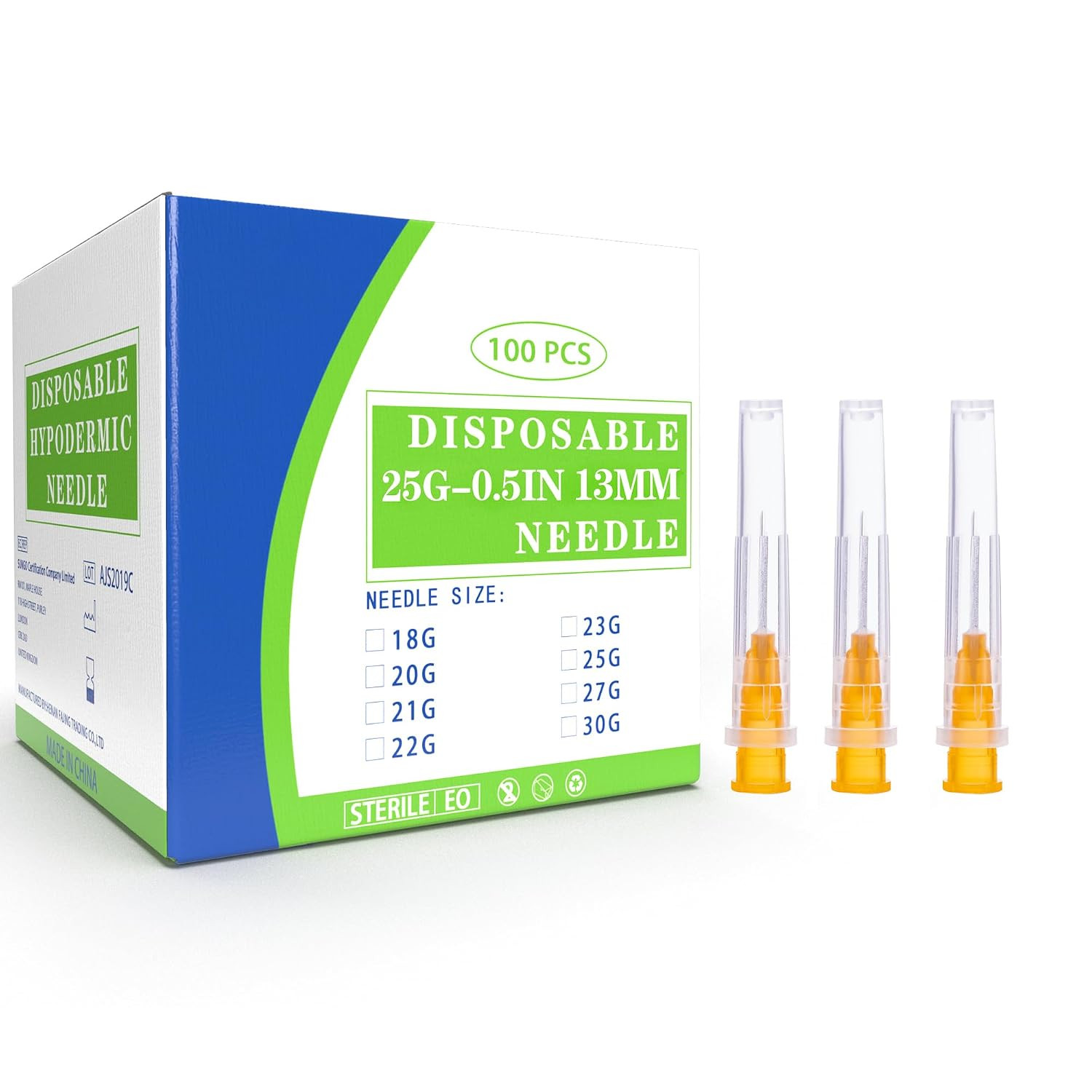 25 Ga 1/2 Inch Lab Syringe Needle, Disposable Dispensing Lab Supplies, Individua
