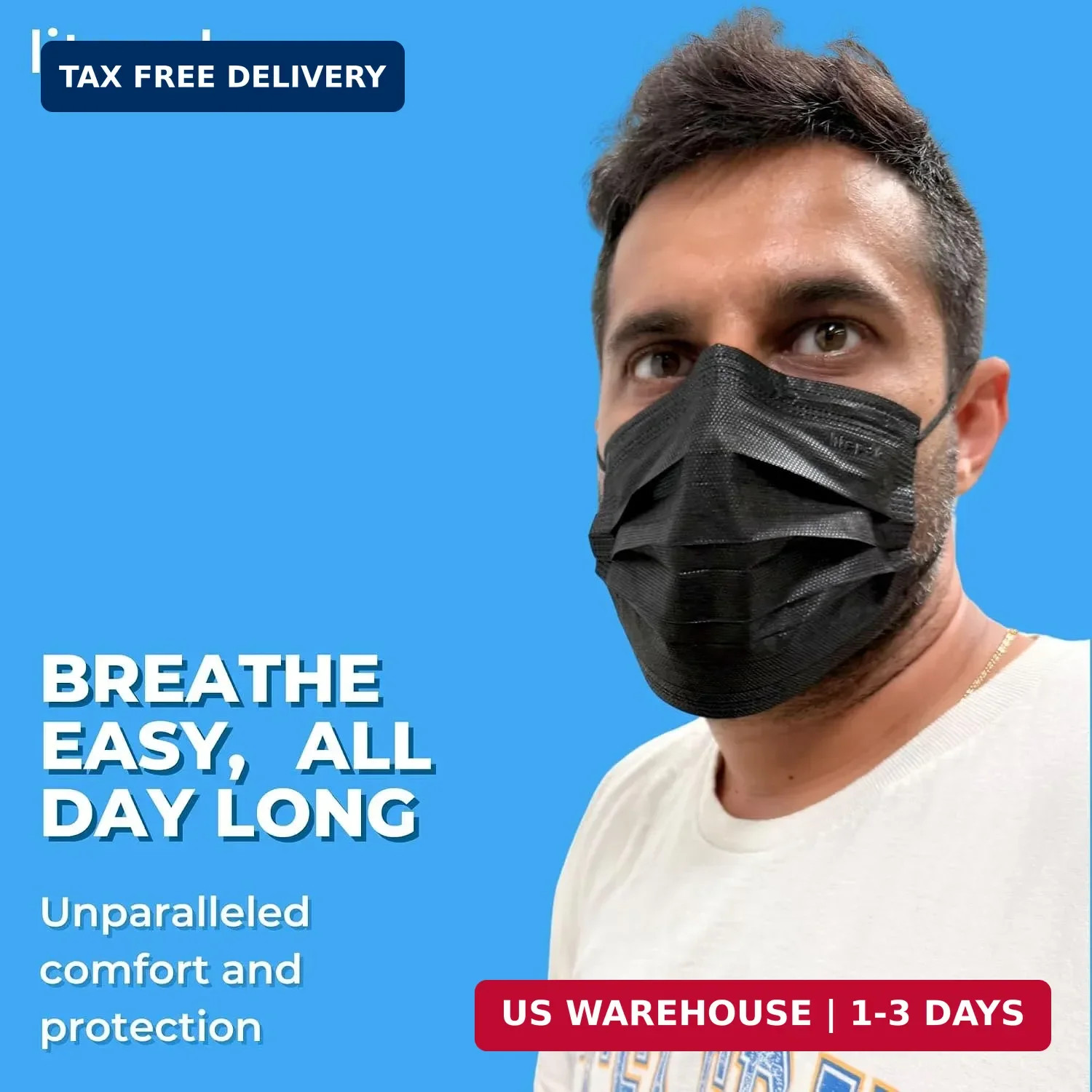 2,000pcs Disposable Face Masks- 3 Ply Breathable Mask For Adults – Black (40 Pac