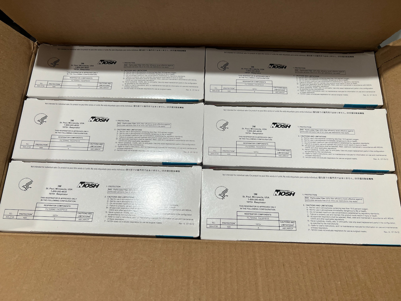 3M Aura 1870+ N95 Particulate Respiratory & Surgical Masks – Case of 120