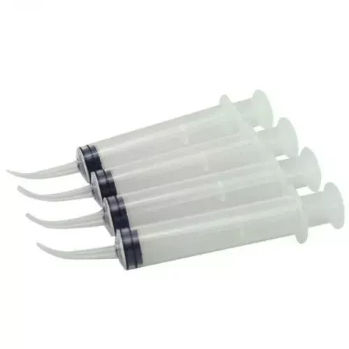 Dental Lab Disposable Plastic Curved Irrigation Syringes Measurement Tips 12ml