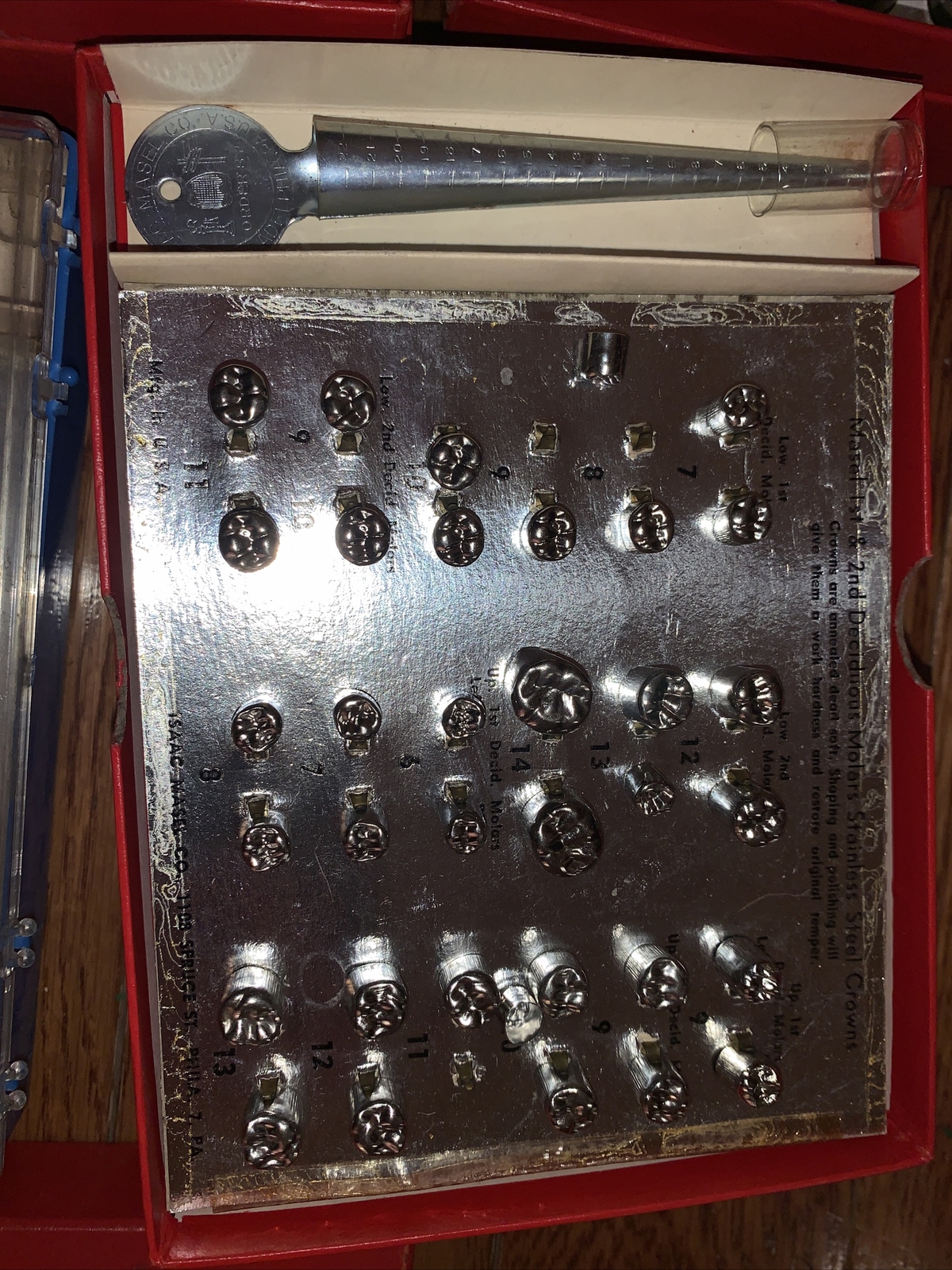 Lot of 196 vintage Isaac Masel stainless steel dental crowns