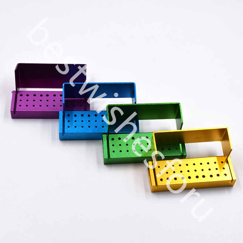 30 Aluminum Dental Bur Burs Holder Block Disinfection Box Autoclave 20+10 Holes