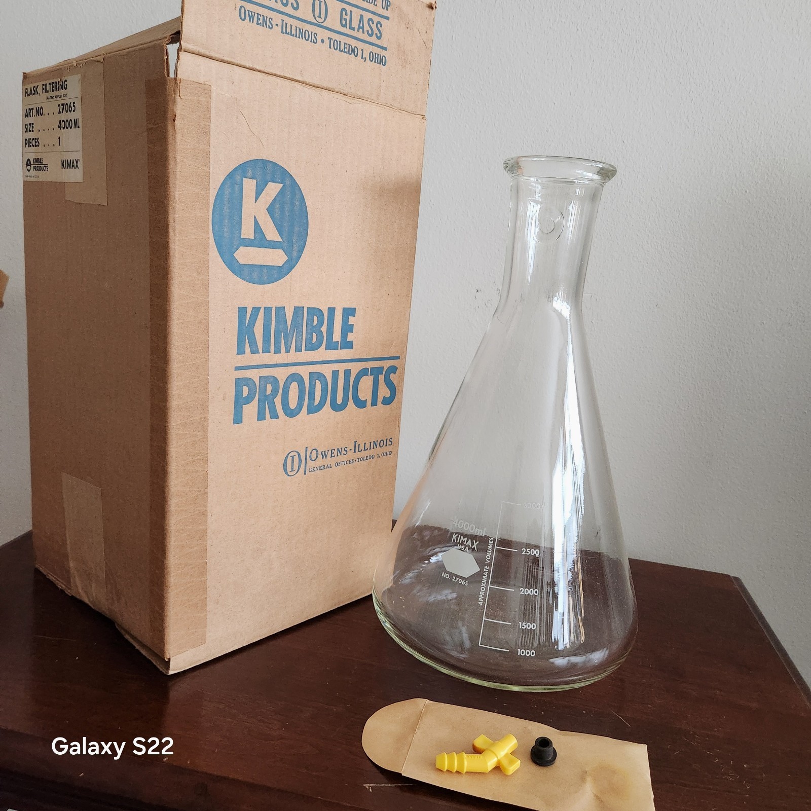 Kimble 27065 Filtering Flask 4000mL Glass Laboratory