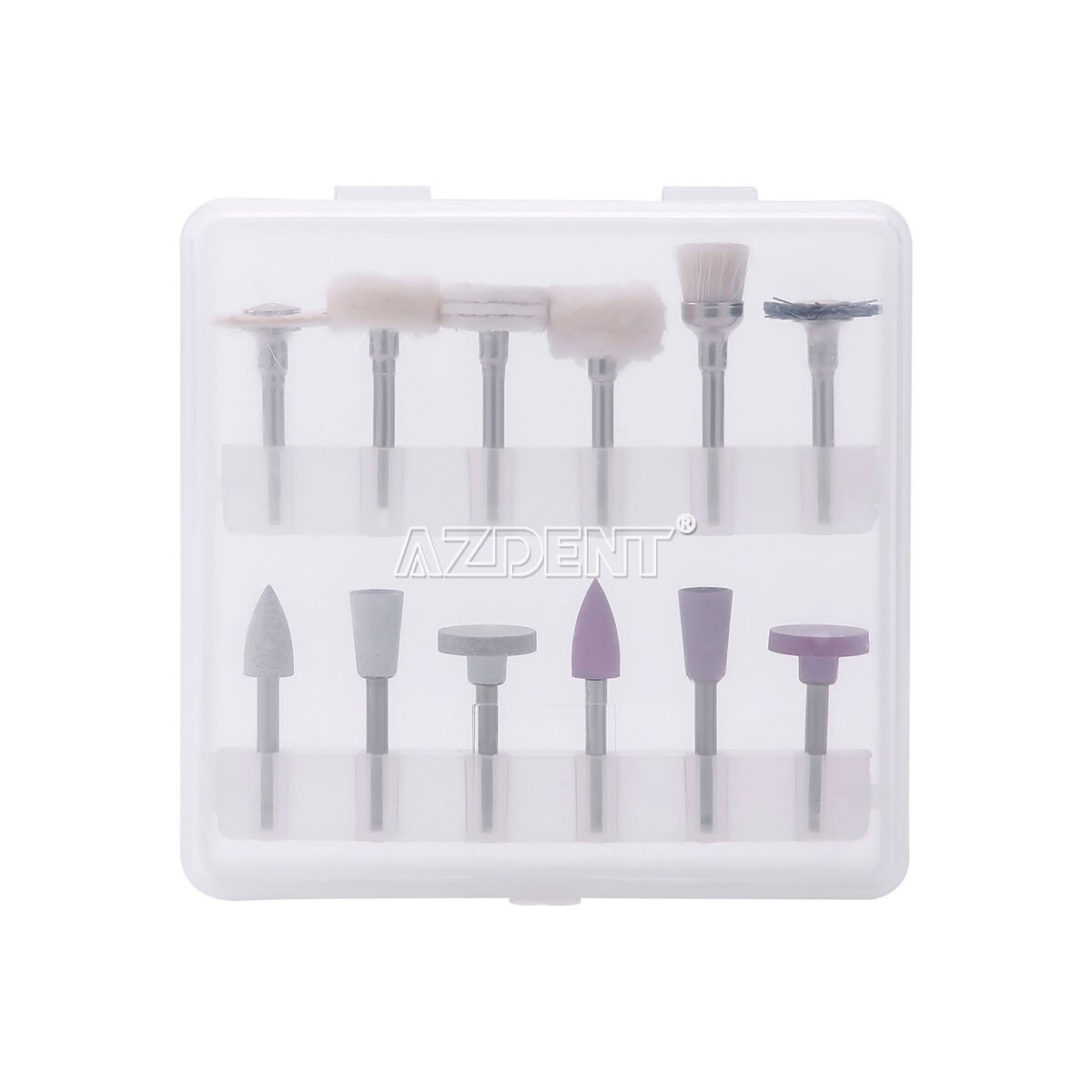 12pcs Dental Diamond Burs Silicon Carbide Felt Wheels Polishing Kit RA 2.35mm US