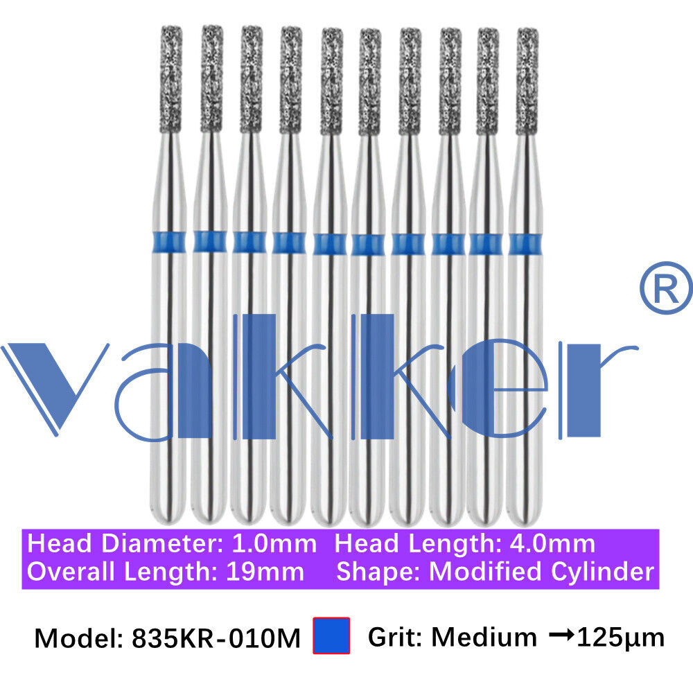 10pc Diamond Burs Shape Flat & Round End Modified Cylinder Fine Medium Coarse