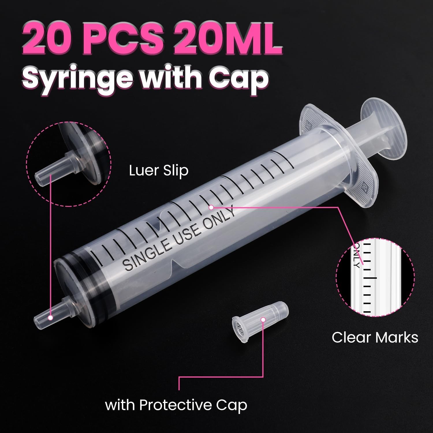 20 PCS 20ml Oral Syringe With Cap,Plastic without Needle for…