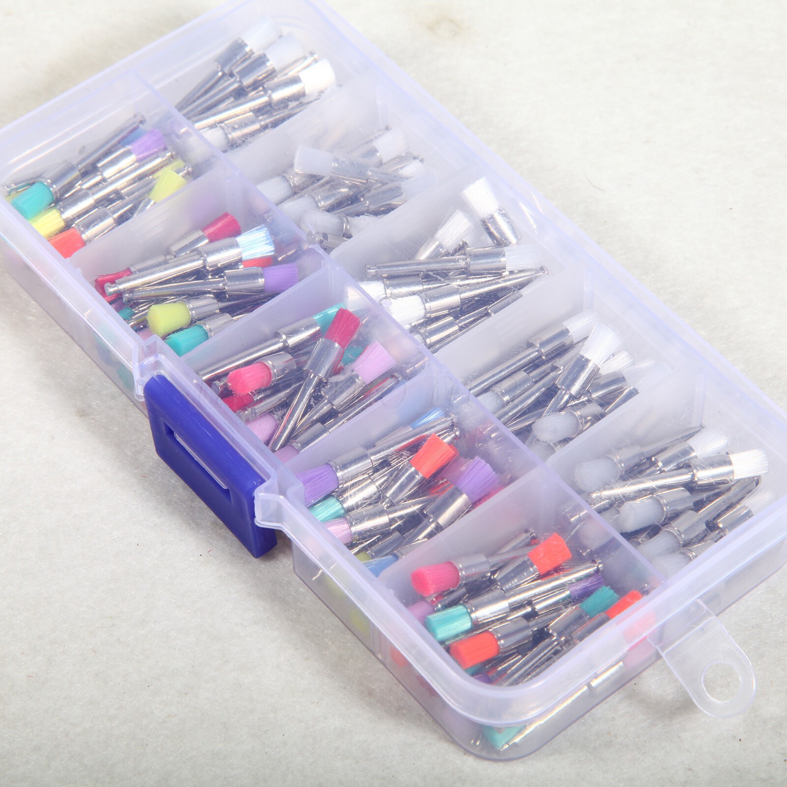 200 Pcs Dental White&Colorful Nylon Latch Flat Polishing Polisher Prophy Brushes