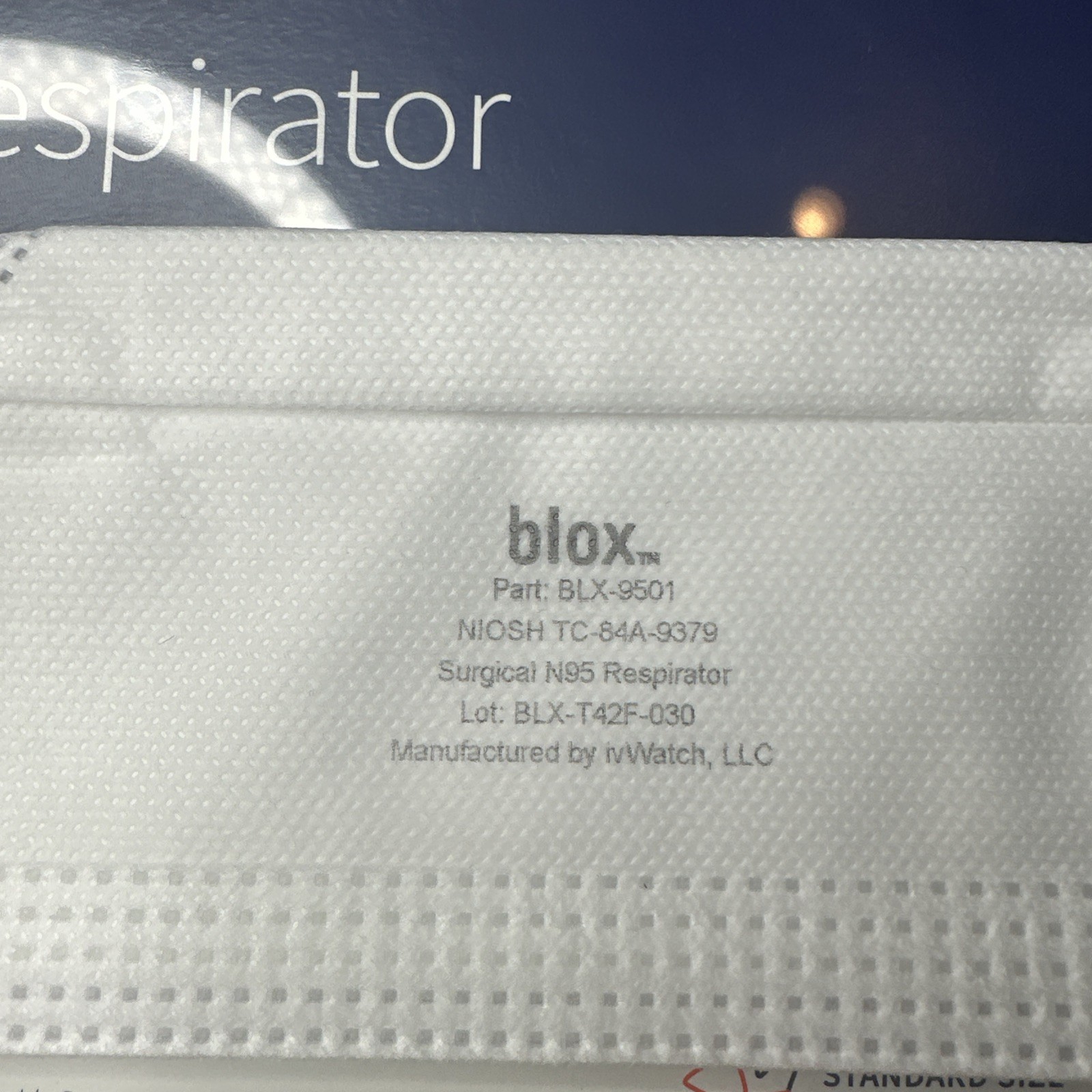 Blox Surgical N95 Respirator Disposable Mask (Box Of 50) Facemask