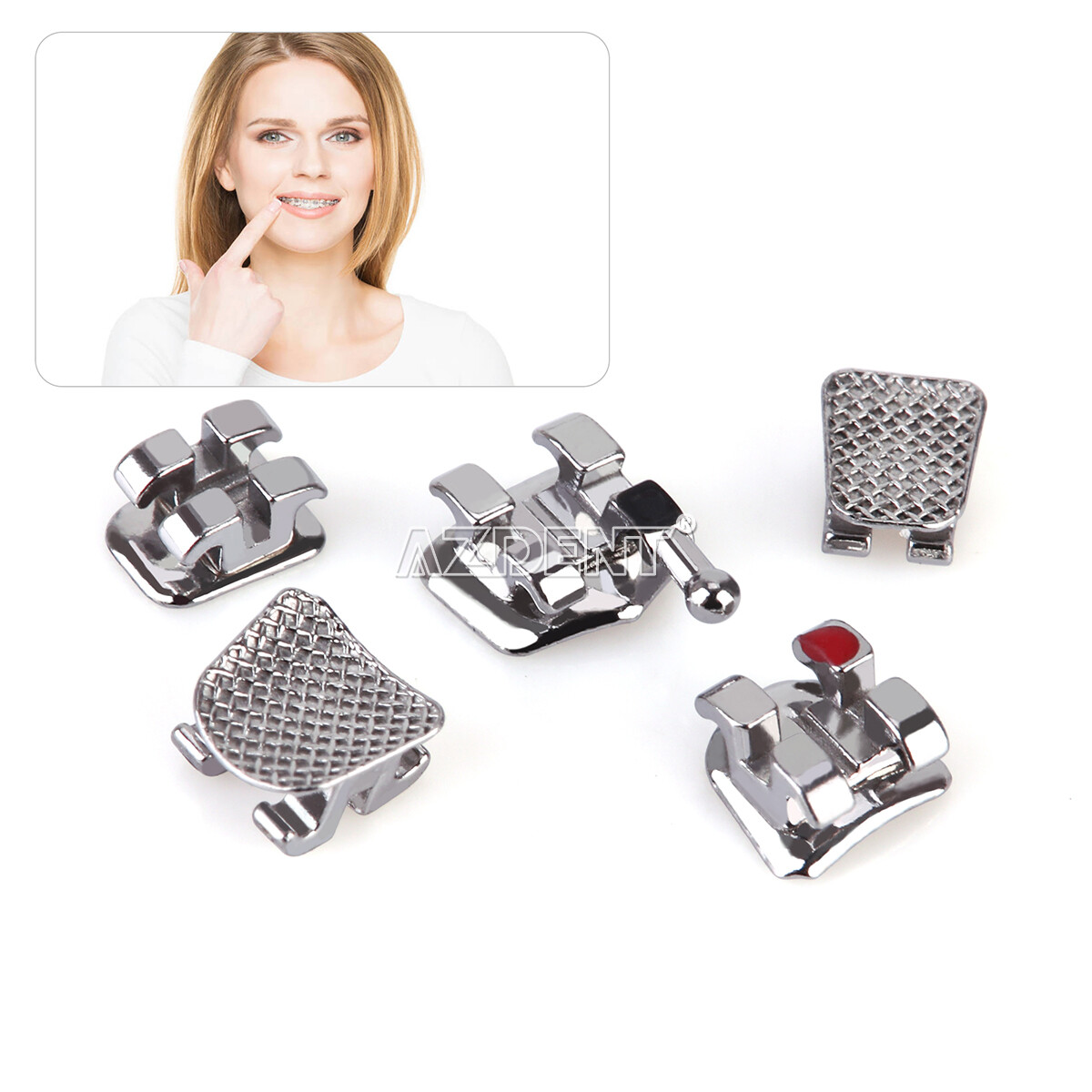 USA AZDENT Dental Orthodontic Brackets Braces Mini Roth Slot 018/022 Hooks 3/345