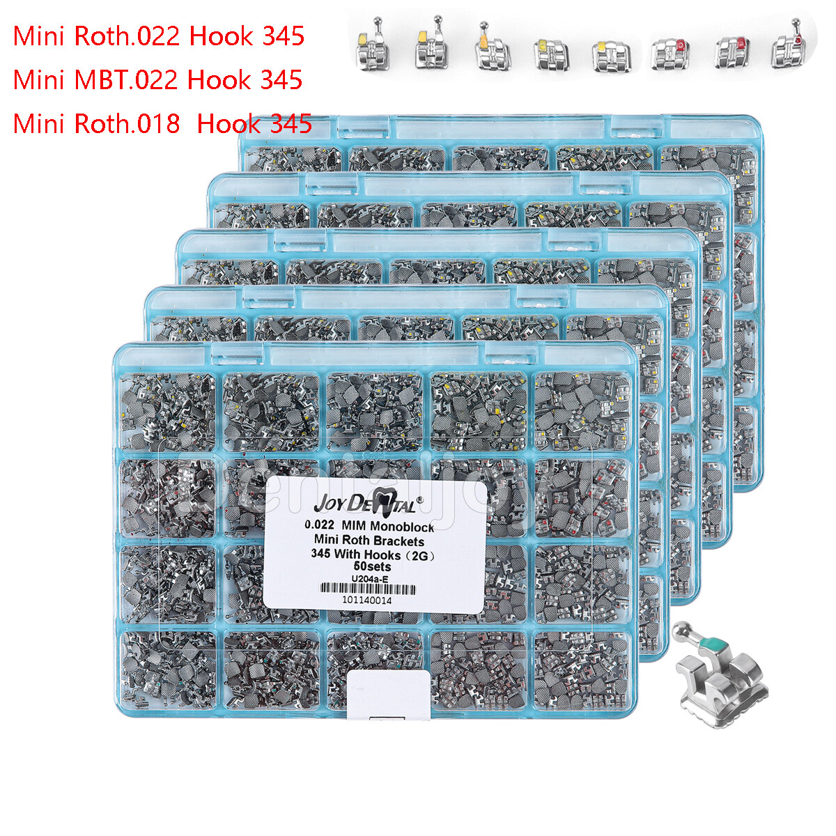 Dental Orthodontic MIM Monoblock Brackets Braces Mini Roth/MBT Hooks 345