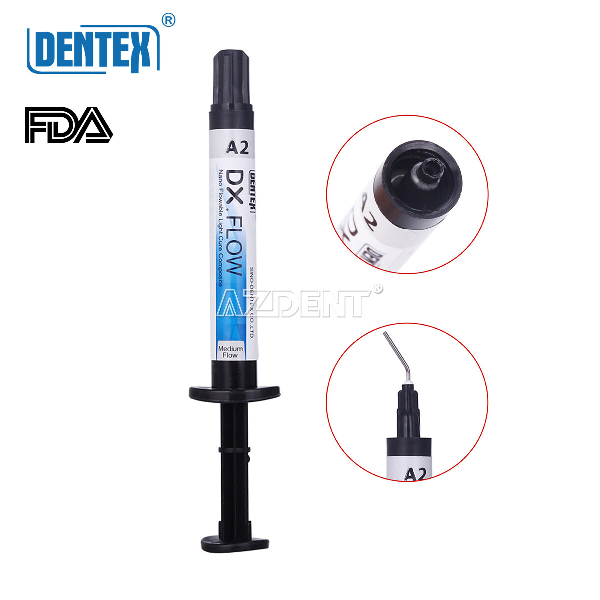 DENTEX DX.FLOW Dental Flowable Medium Flow Light Cure Composite A2 Resin
