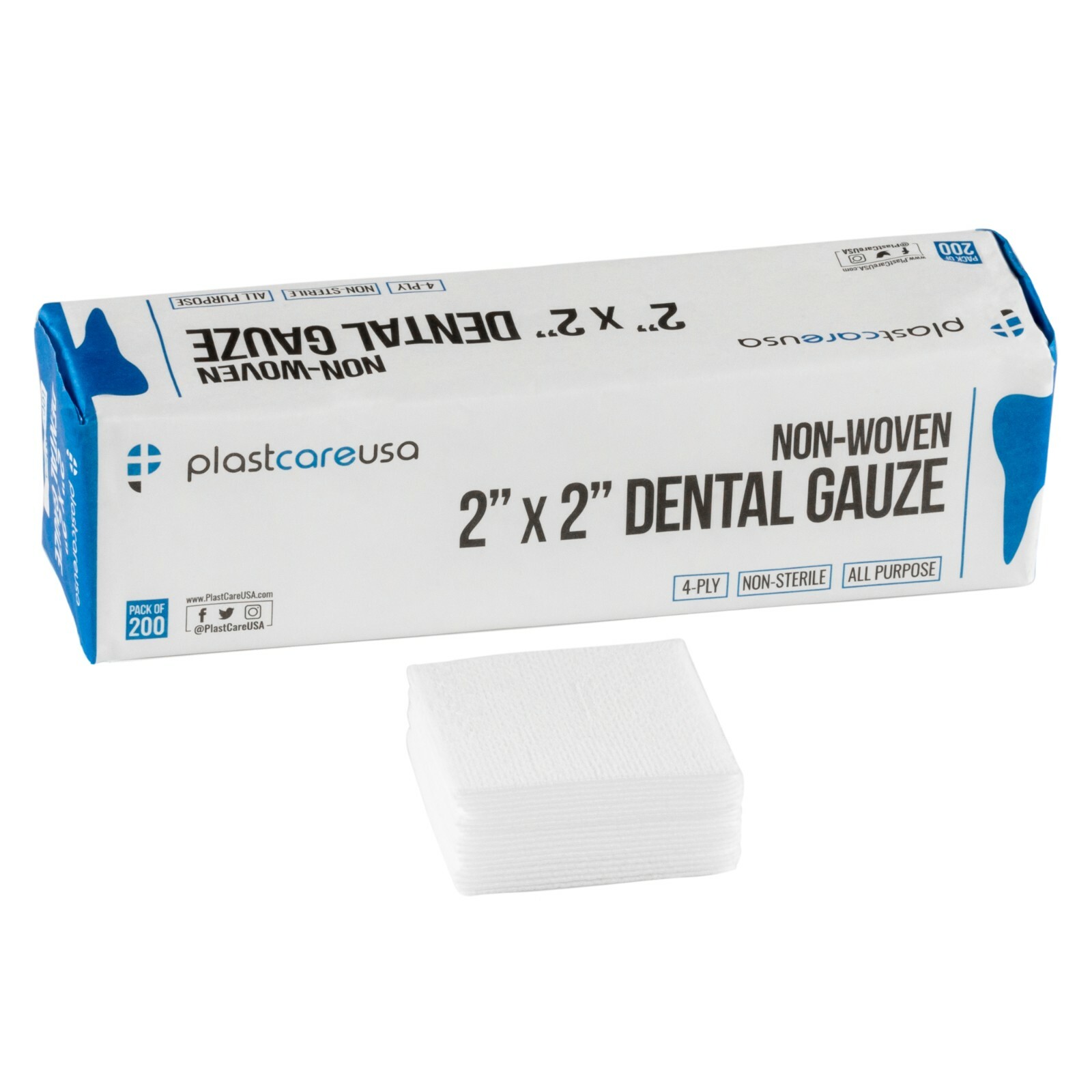 10000 BULK 2×2 Non Woven Sponges 4-Ply, Non-Sterile Cotton Dental Gauze Bandage