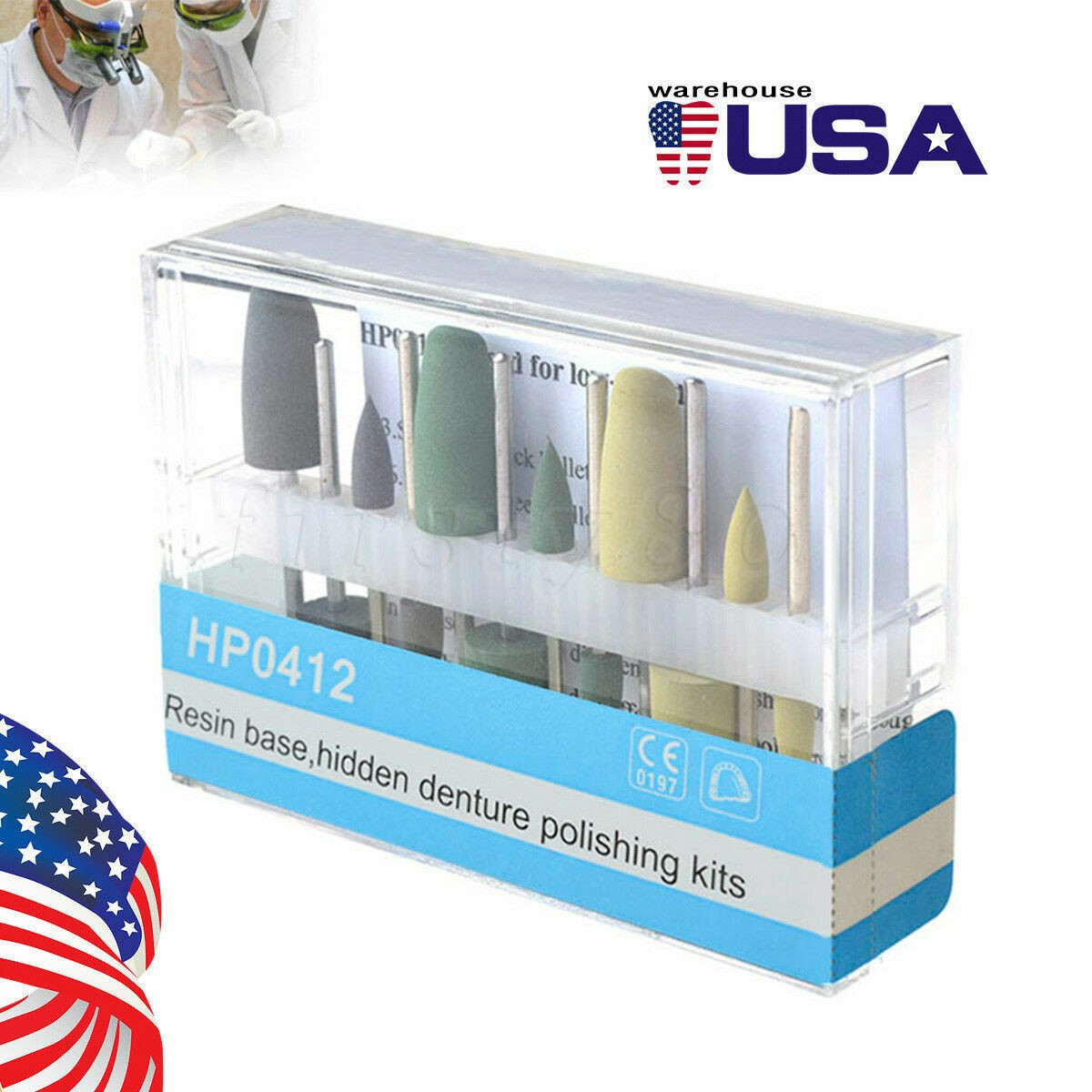 3 Types Dental Diamond Burs Cups Composite Polishing Kit for Low Speed Handpiece