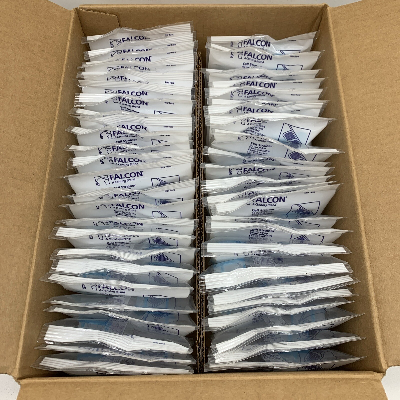 (50-Pack) Falcon 352340 Sterile Cell Strainer 40µm Nylon, Blue, Sterile