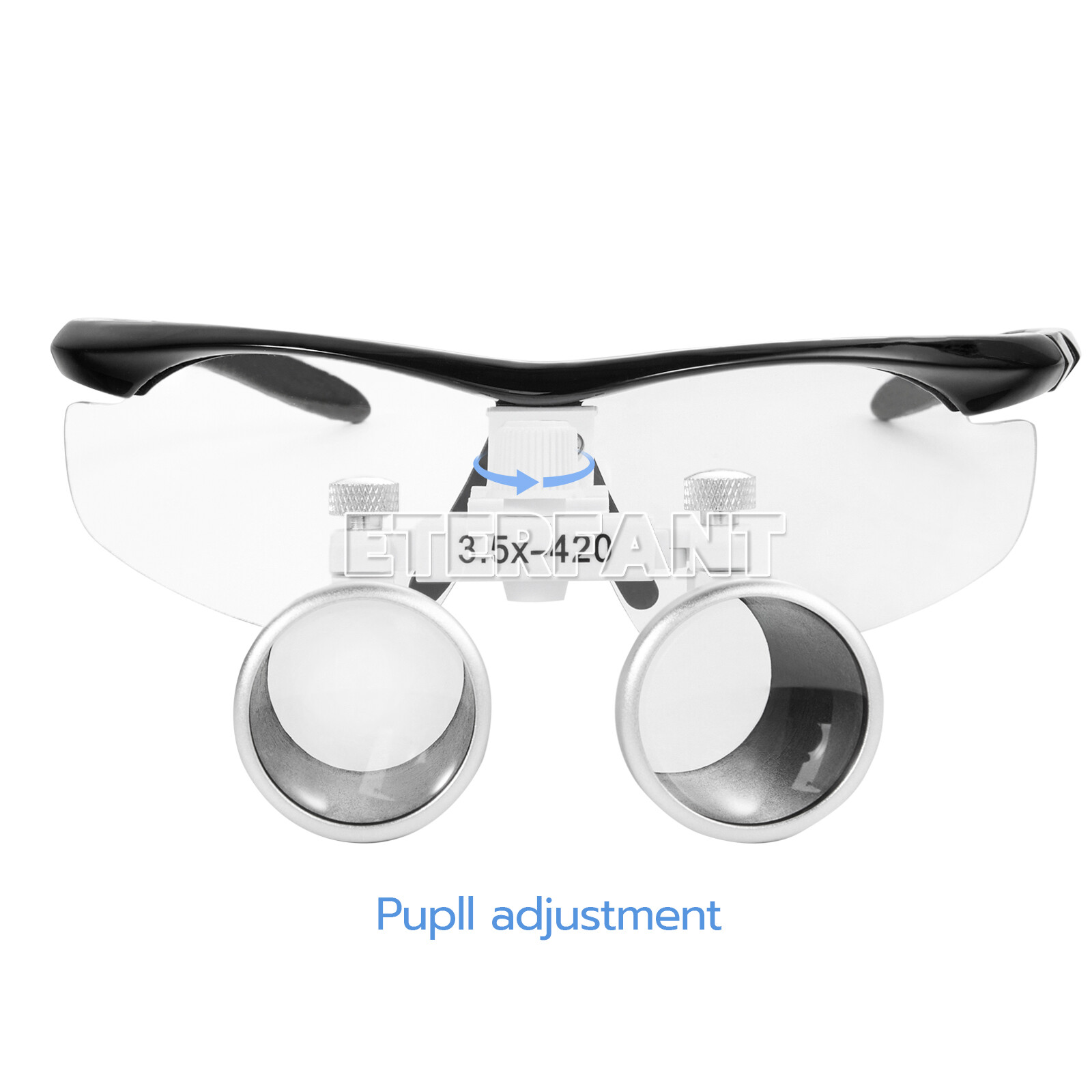 ETERFANT Dental Surgical Binocular Loupes Glasses Lens Magnifier 3.5X-420m Black