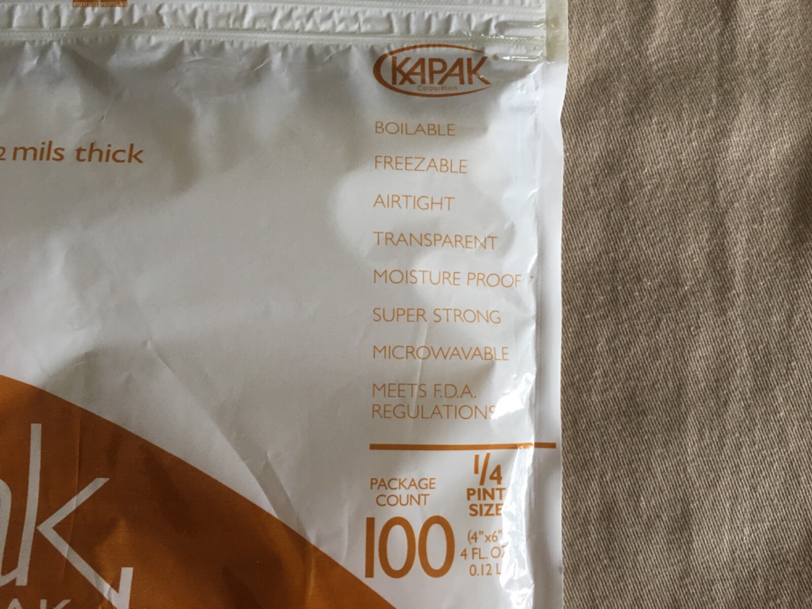 Kapak SealPAK Pouches 400 4″ x 6″; 4 FL OZ 2.5 Mils Thick Lot Of 100 – NEW