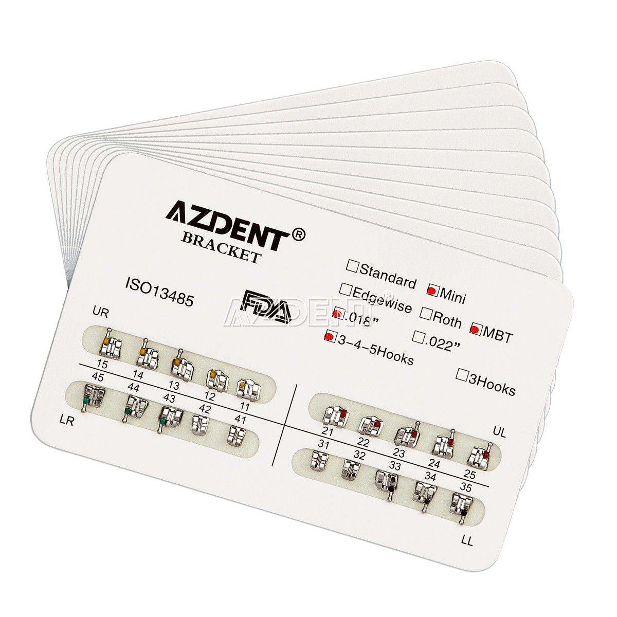 20 X AZDENT Dental Orthodontic Brackets Braces Mini MBT Slot.022 Hooks 3-4-5