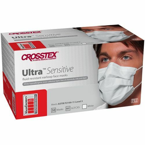 50 Pcs ASTM Level 3 WHITE Earloop Mask Made in USA AUTHORIZED – CROSSTEX