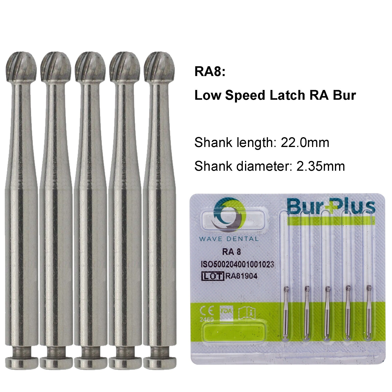 WAVE Dental Carbide Round Bur Slow Speed Latch RA 4 6 8 2 3 / HP 1/4 1/2 2 4 6 8