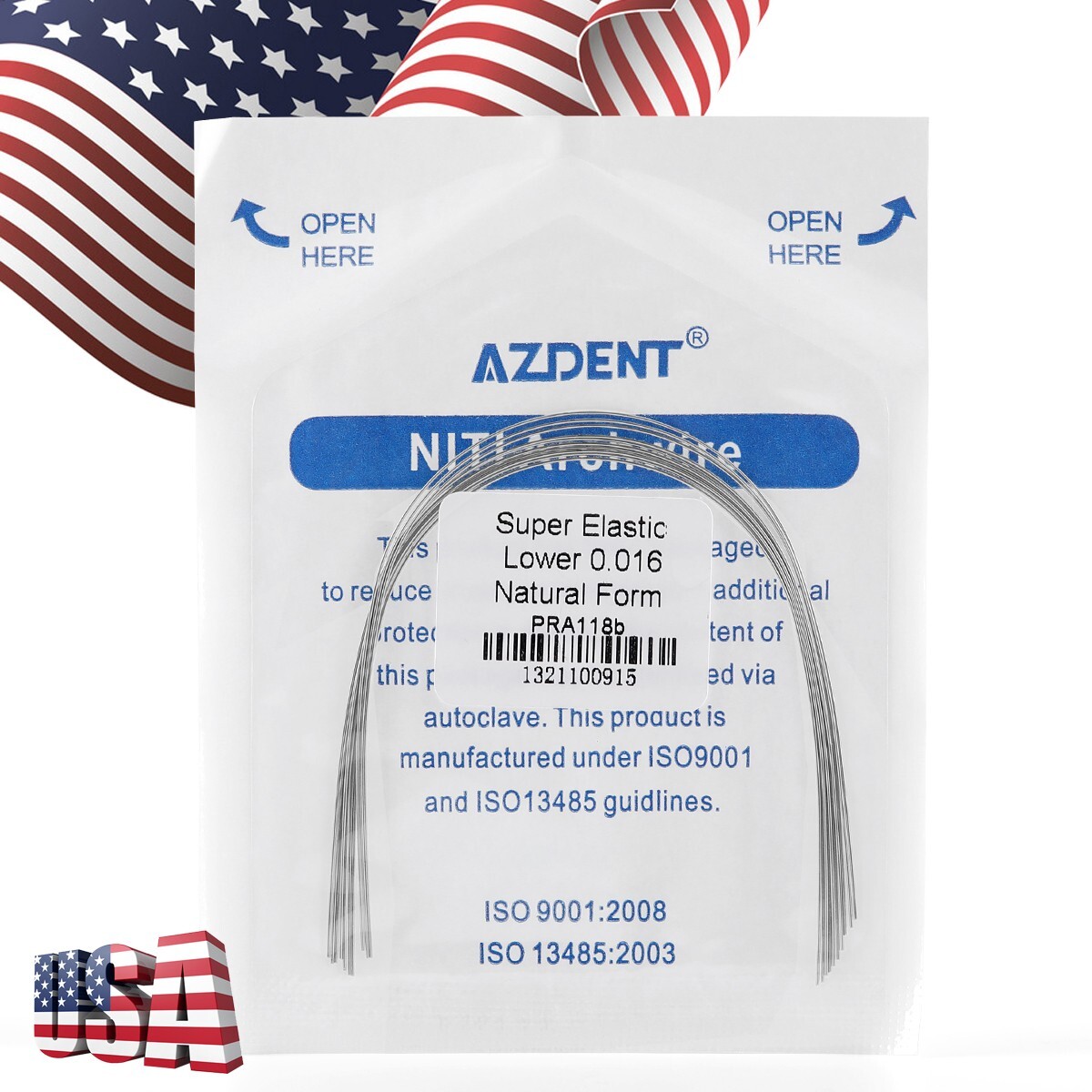 10pcs AZDENT Dental Orthodontic Elastic Niti Round Arch Wires Natural Form Round