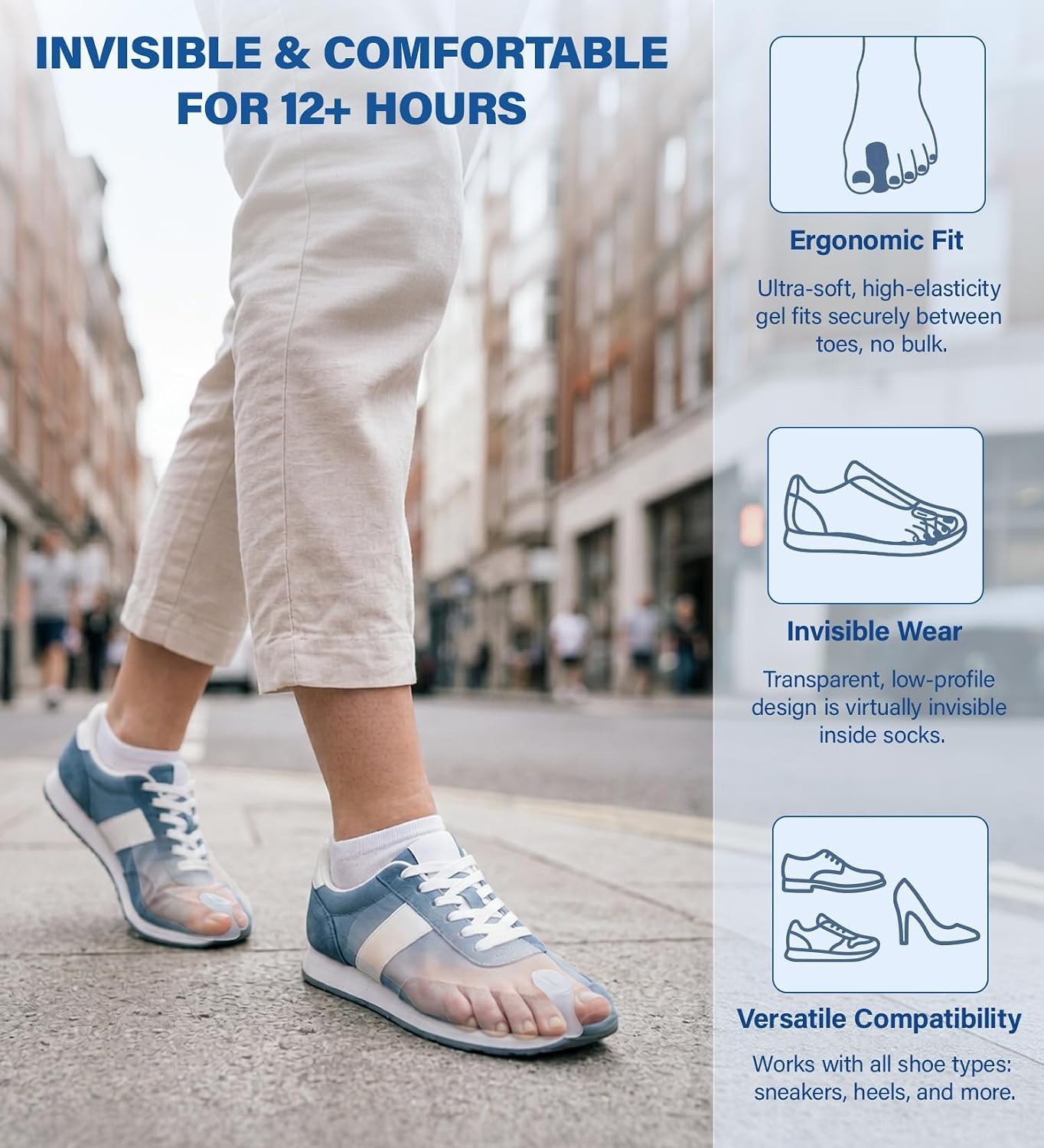 12 Pack Gel Toe Separators & Spacers – Aloe Infused Bunion Pads for Overlapping