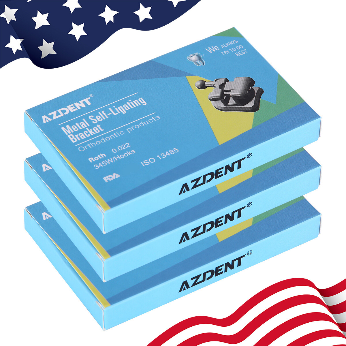 AZDENT Brackets ortodónticos dentales autoligables Roth/MBT.022 Ganchos 345