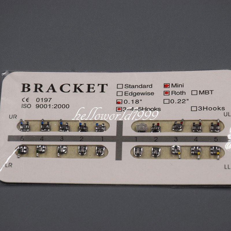 5 Packs Dental Metal Brackets Braces Mini Roth .018 Slot 3-4-5 Hooks Orthodontic