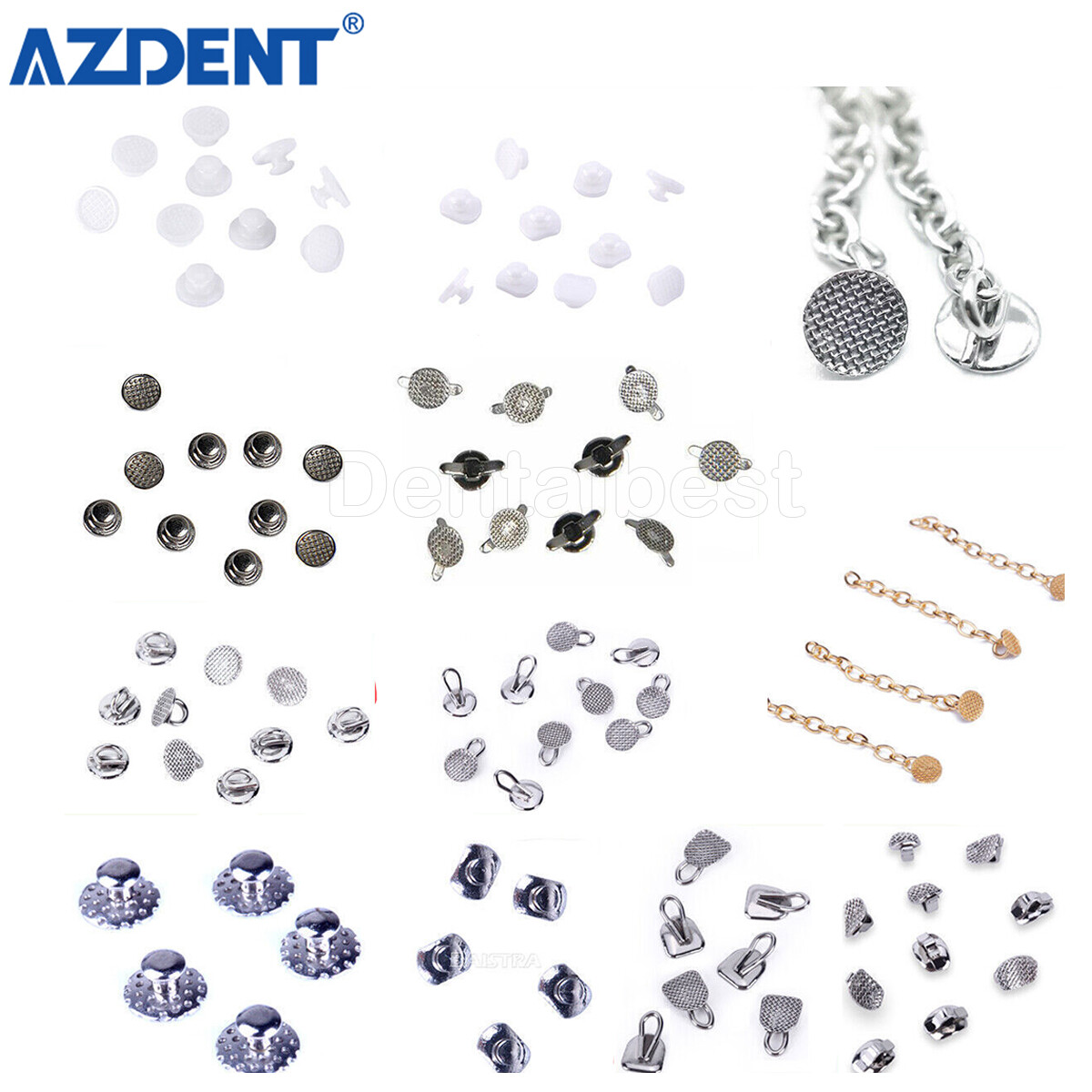 Dental Orthodontic Lingual Button Bondable Ceramic Round Recctangular Round Base