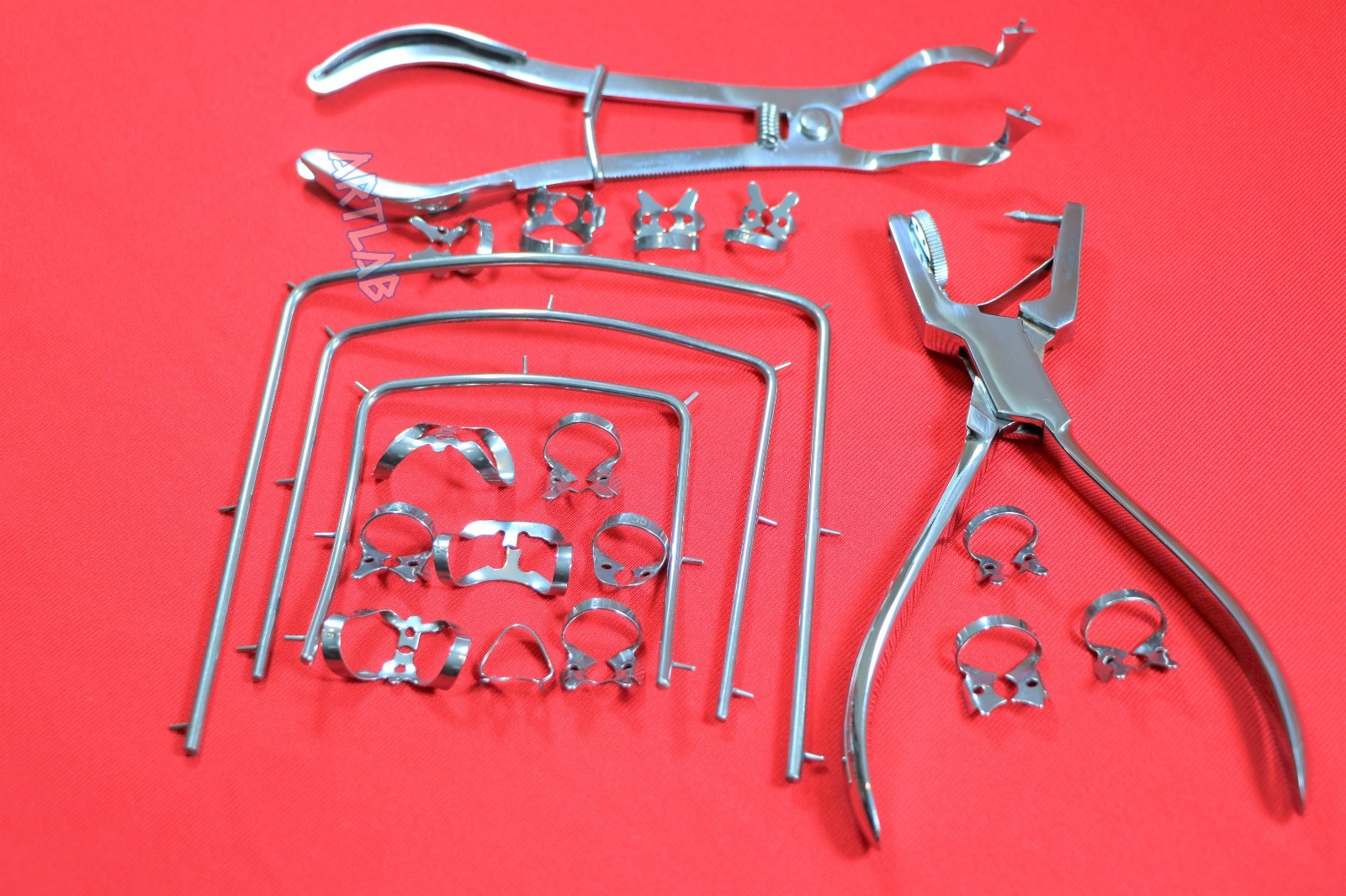 20PCS SET HIGH GRADE RUBBER DAM CLAMPS + FRAMES + PUNCH PLIERS + CLAMP FORCEPS