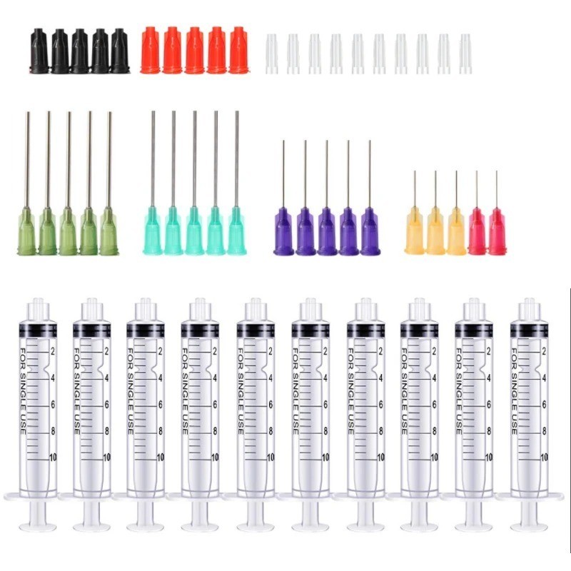 20-65Pack Syringes with 14ga-25ga Blunt Tip Needles With Syringe Caps and Needle