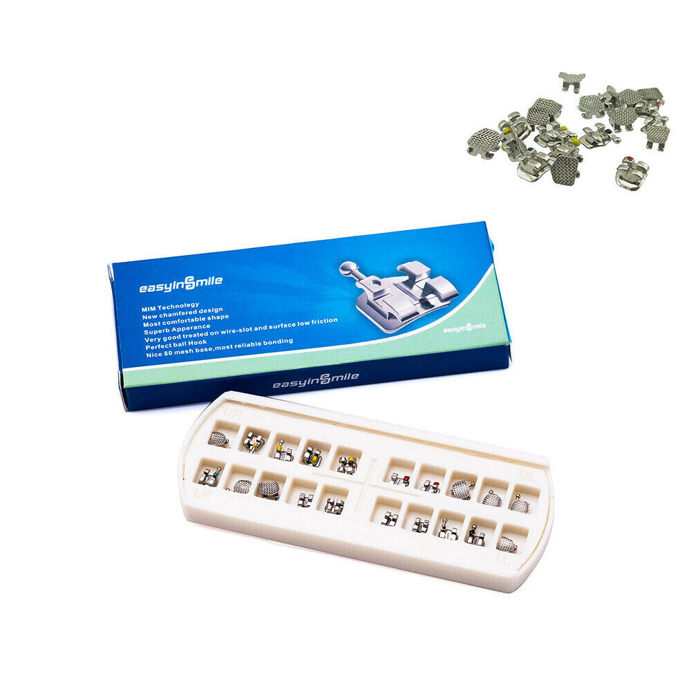 5Packs Dental Roth/MBT Orthodontic Mini Metal Brackets 022 3-4-5 Hooks Mesh Base