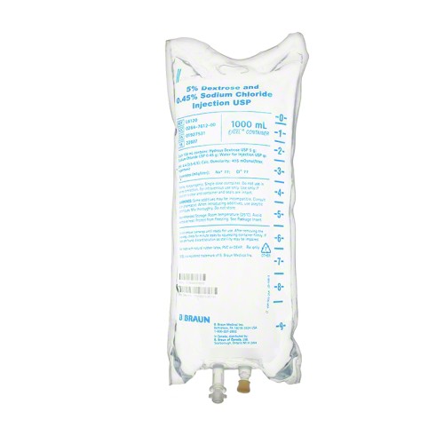 B Braun L6120 Dextrose 5% & Sodium Chloride 0.45% 1000mL