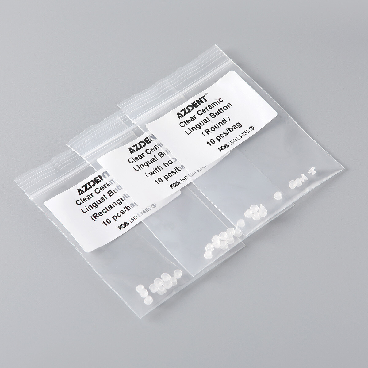 AZDENT Dental Orthodontic Composite Clear Ceramic Lingual Buttons for Bondable