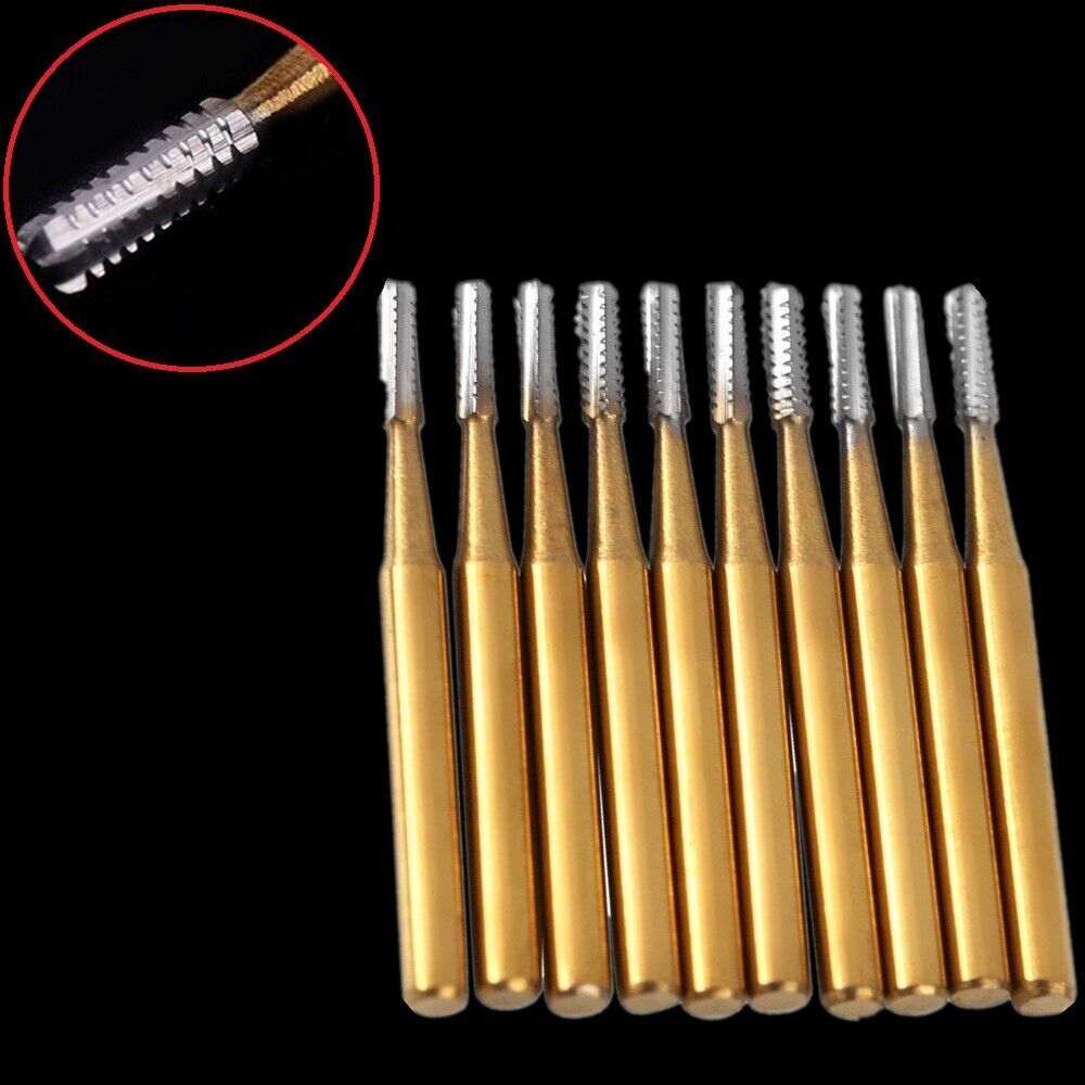 10*Dental Tungsten Steel Carbide Crown Metal Cutting Burs For High Speed FG-1957