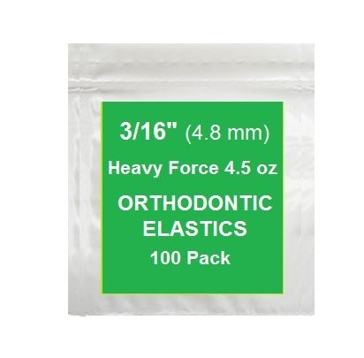 3/16 Inch Orthodontic Elastic Rubber Bands, 100 Pack, Neon, Heavy 4.5 Ounce