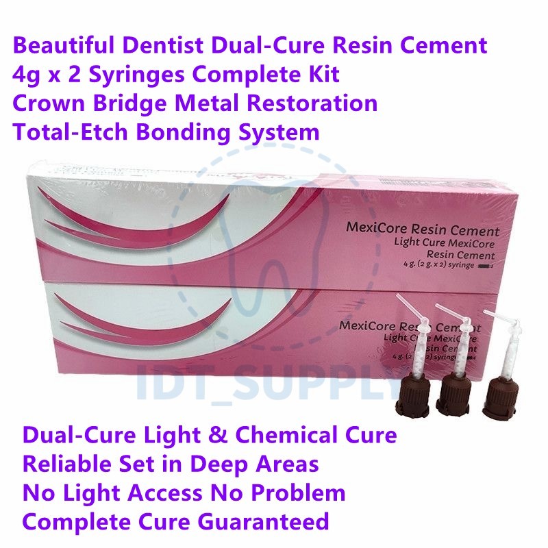 Beautiful Dentist Dual-Cure Resin Cement 4g 2 Syringes Crown Bridge Bonding