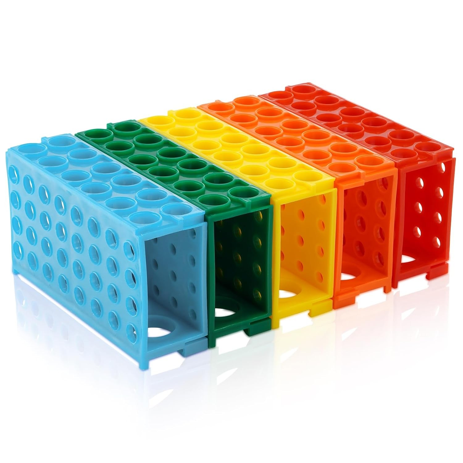 5 Pcs Test Tube Holder Lab Stand Rack 4 Way Plastic Lab Tube Racks Colorful US