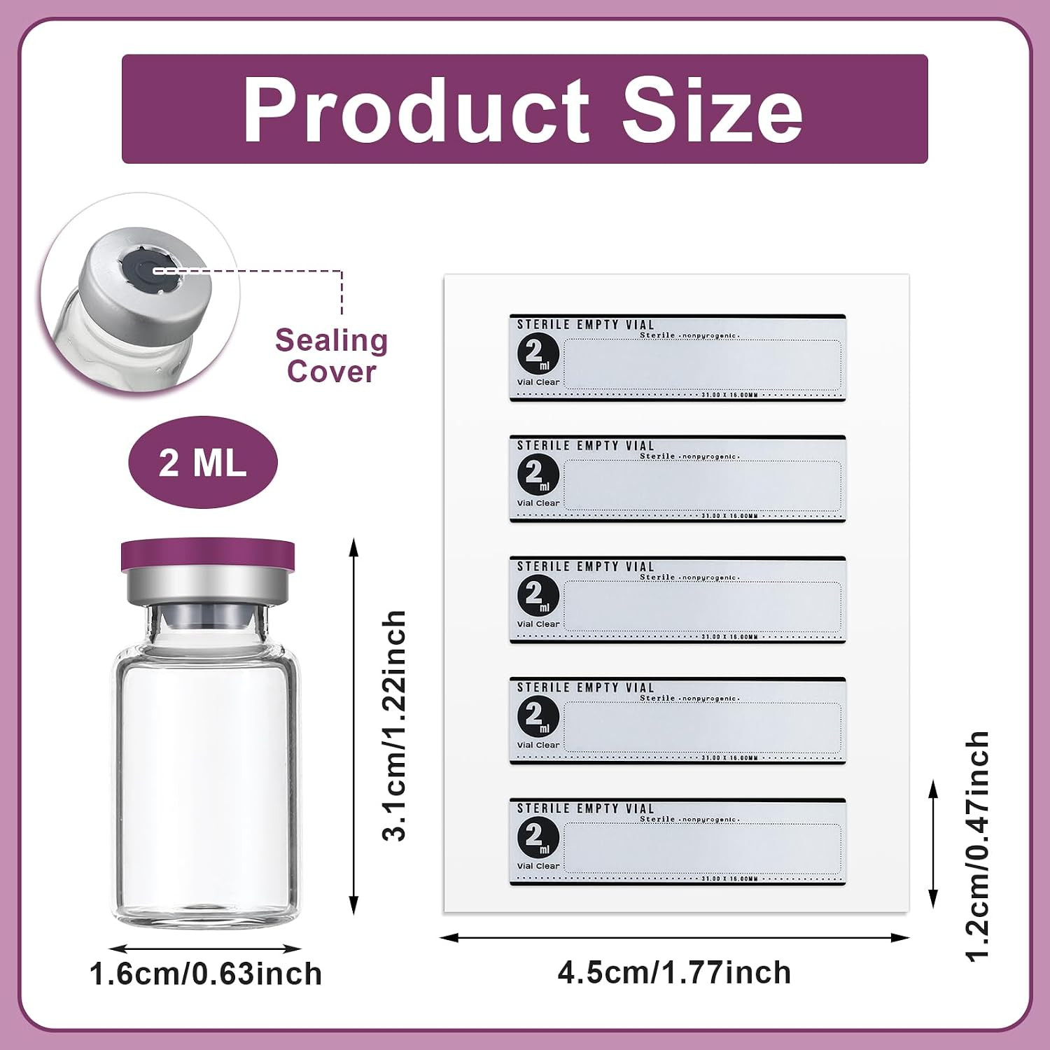 20 Pcs 2ml Sterile Vials Glass Sealed Injection Port | Sealed Injection Port, Pe