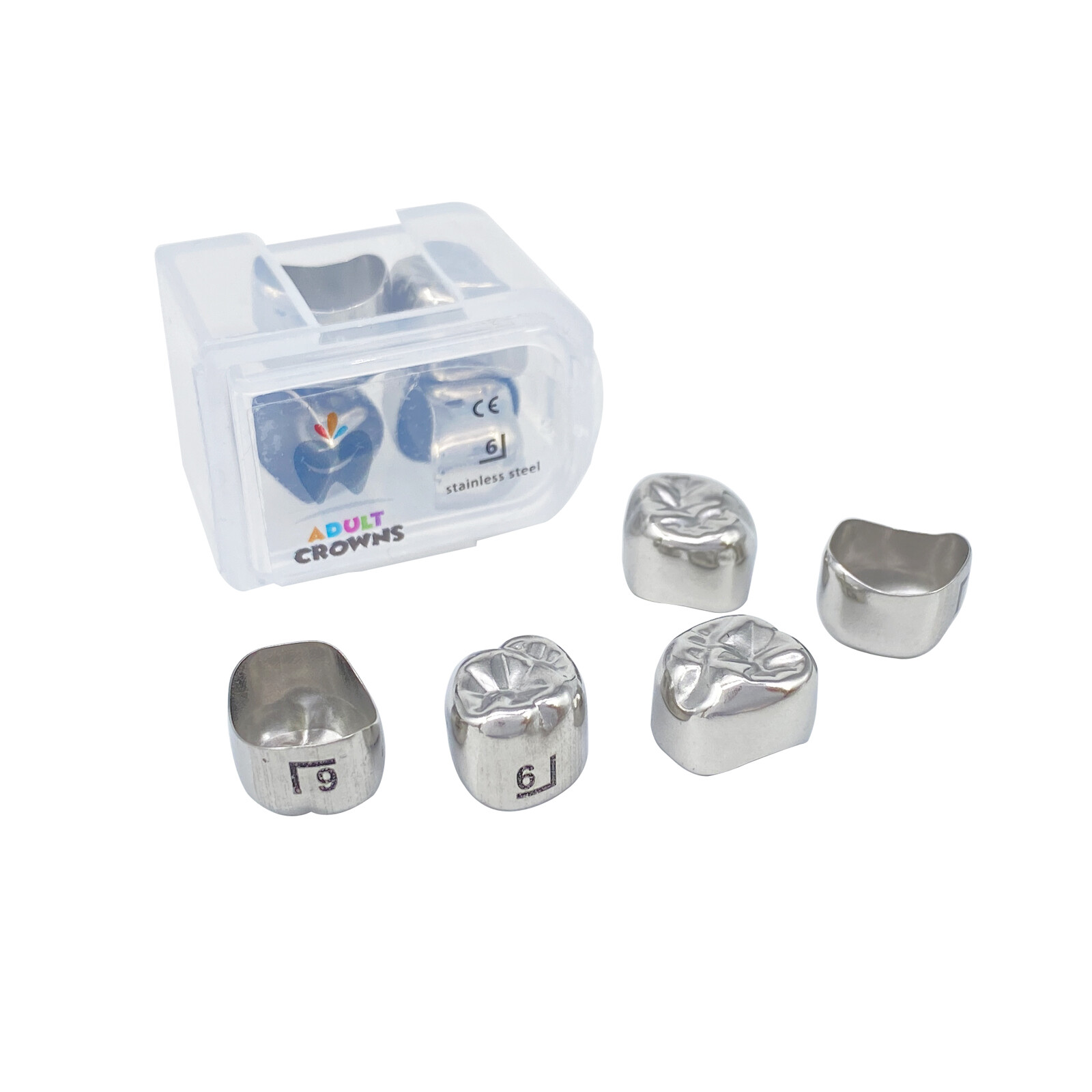 DENTAL STAINLESS STEEL Adult Permanent Molar CROWN All Size 5/Pk Compare to 3M