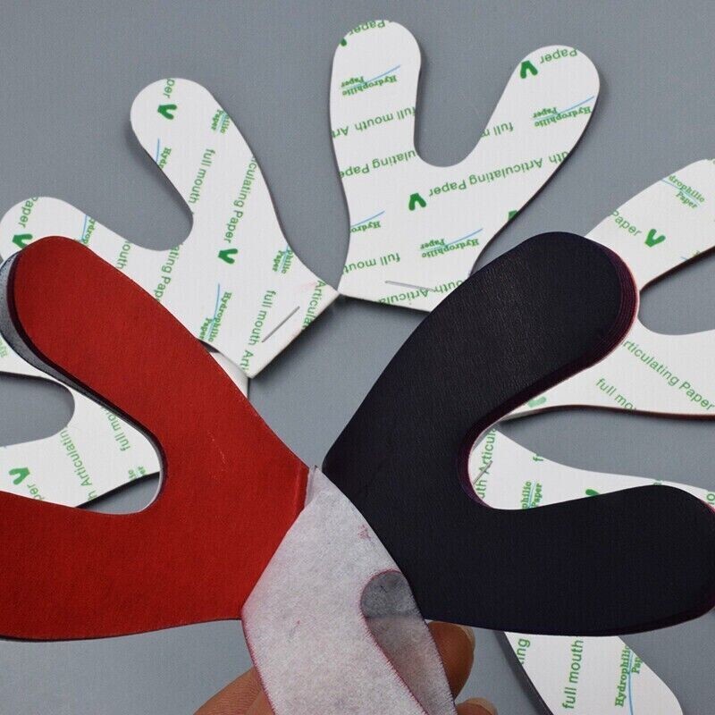 72 Sheets/Box Dental Articulating Paper Horseshoe Form Thick Type 100um Red Blue