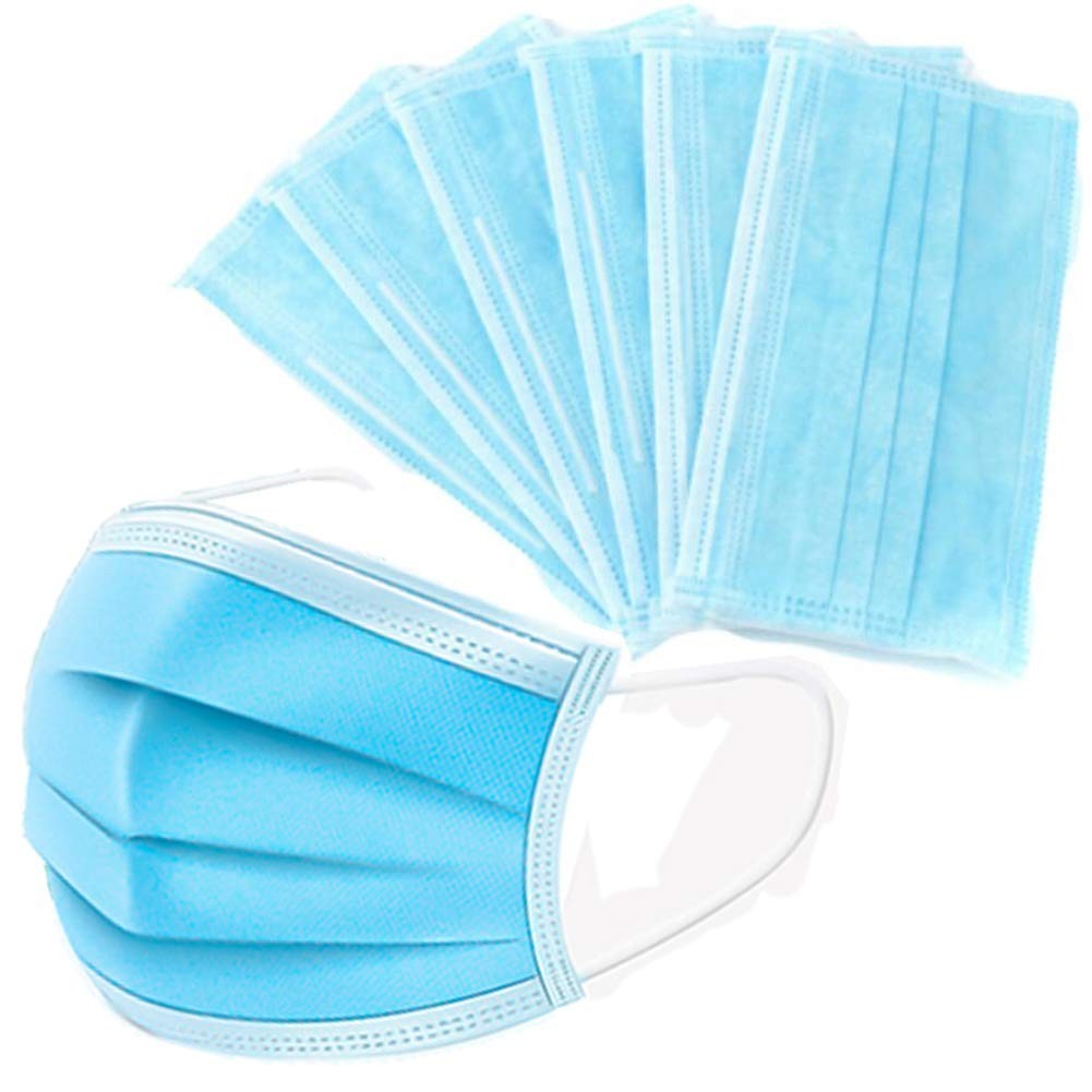 50 Pcs 3 Ply Earloop Face Masks – 95% Filtration, Adjustable Nose Clip